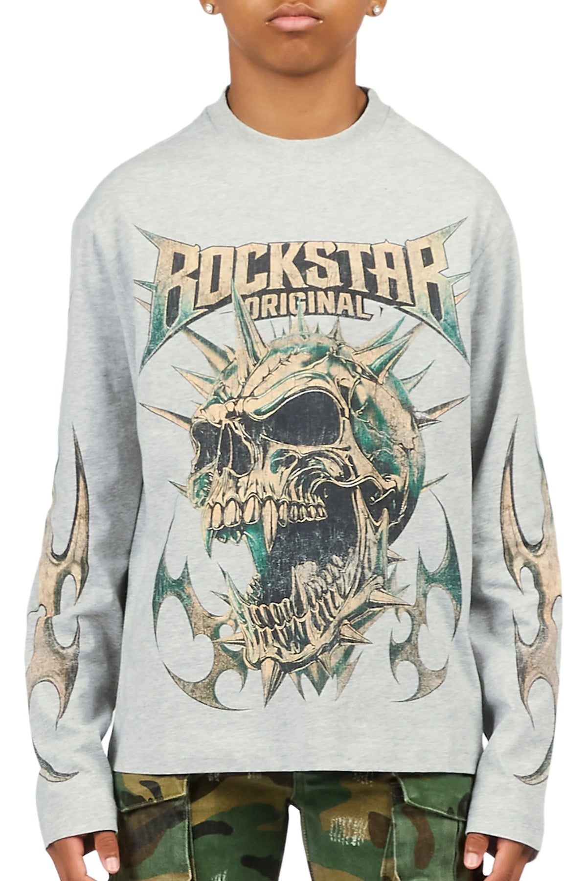 Boys Boos Heather Grey Long Sleeve Graphic T-Shirt