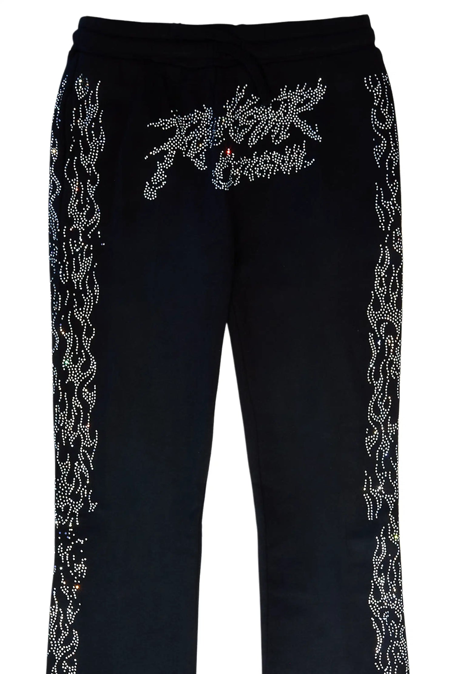 Boys Brazen Black Rhinestone Stacked Track Pant