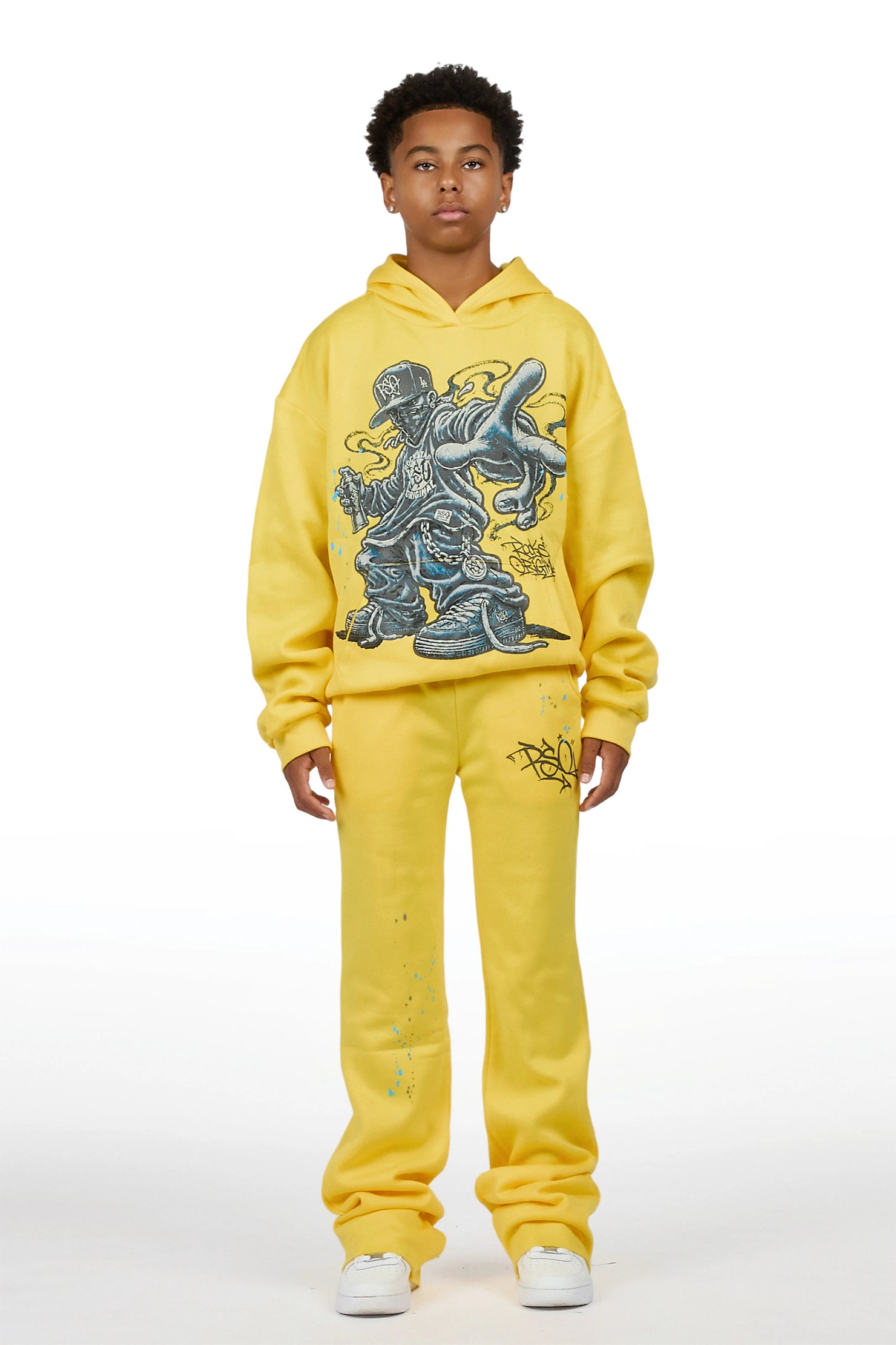 Boys Solace Yellow Graphic Hoodie Track Set
