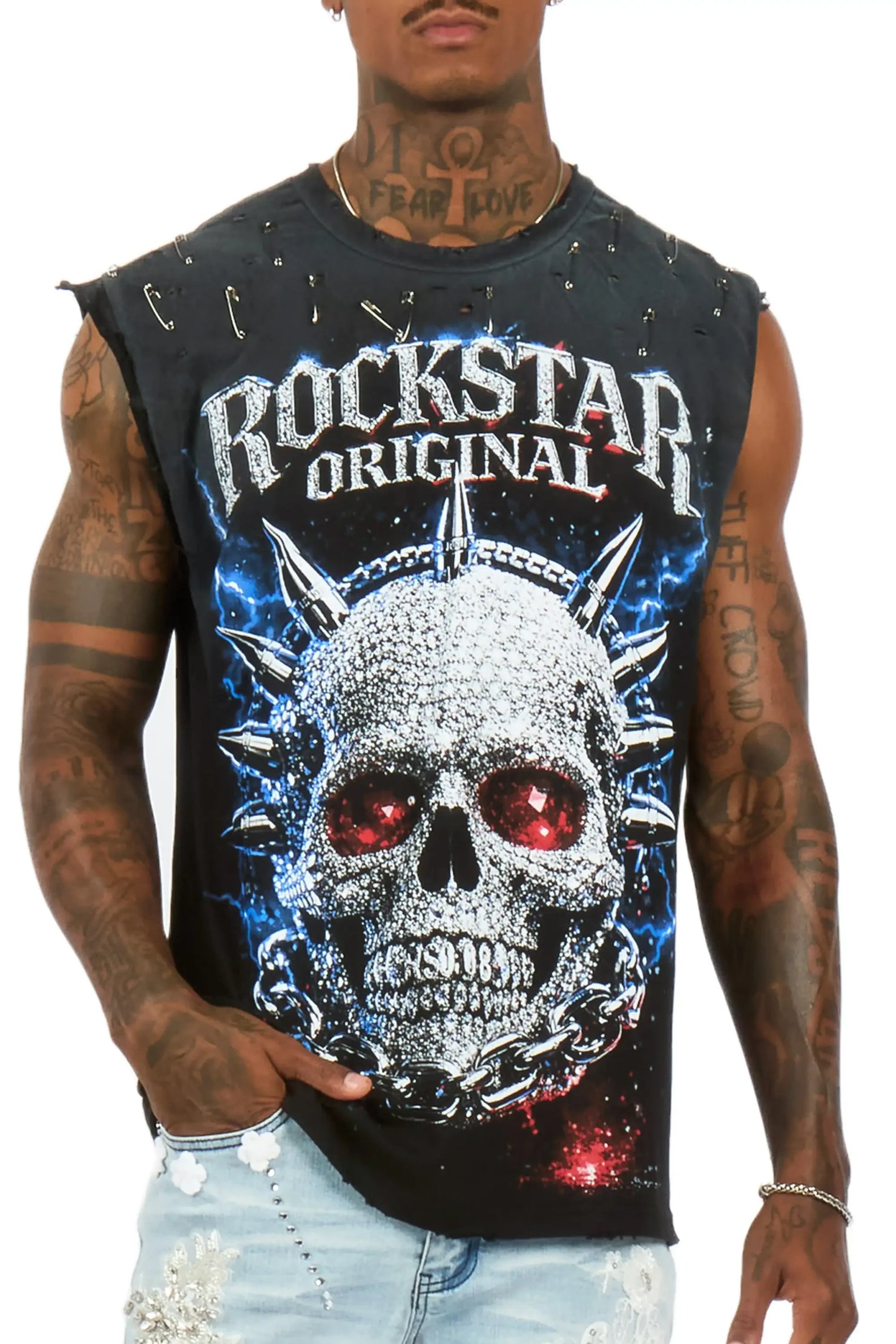 Demetrice Black Oversized Cut Off T-Shirt