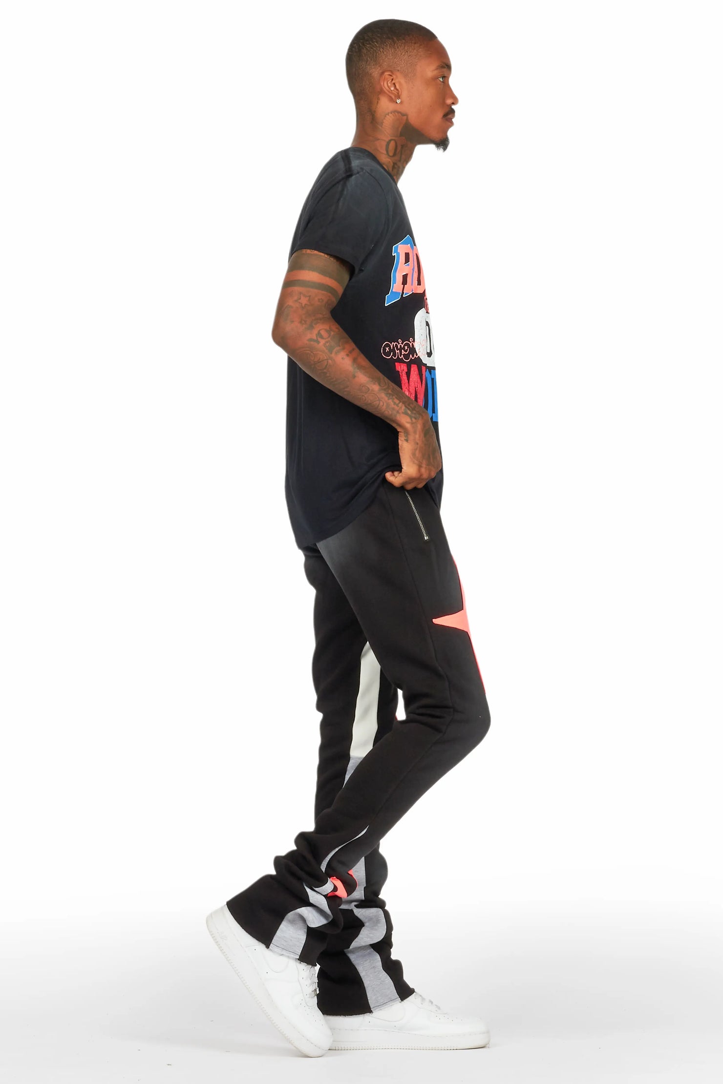 Lemar Black T-Shirt/Super Stacked Flare Track Set