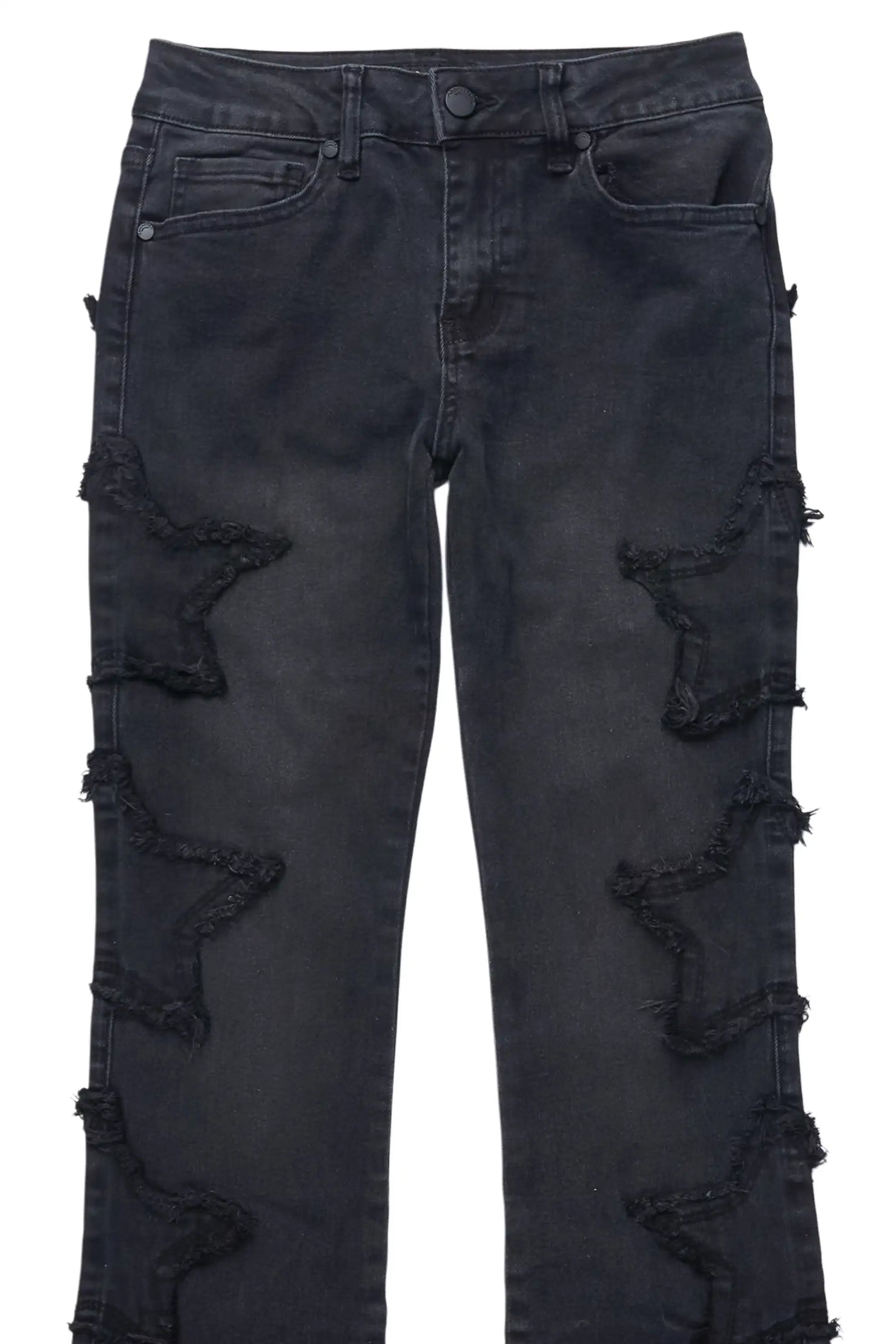 Girls Sinayah Black Wash Stacked Flare Jean