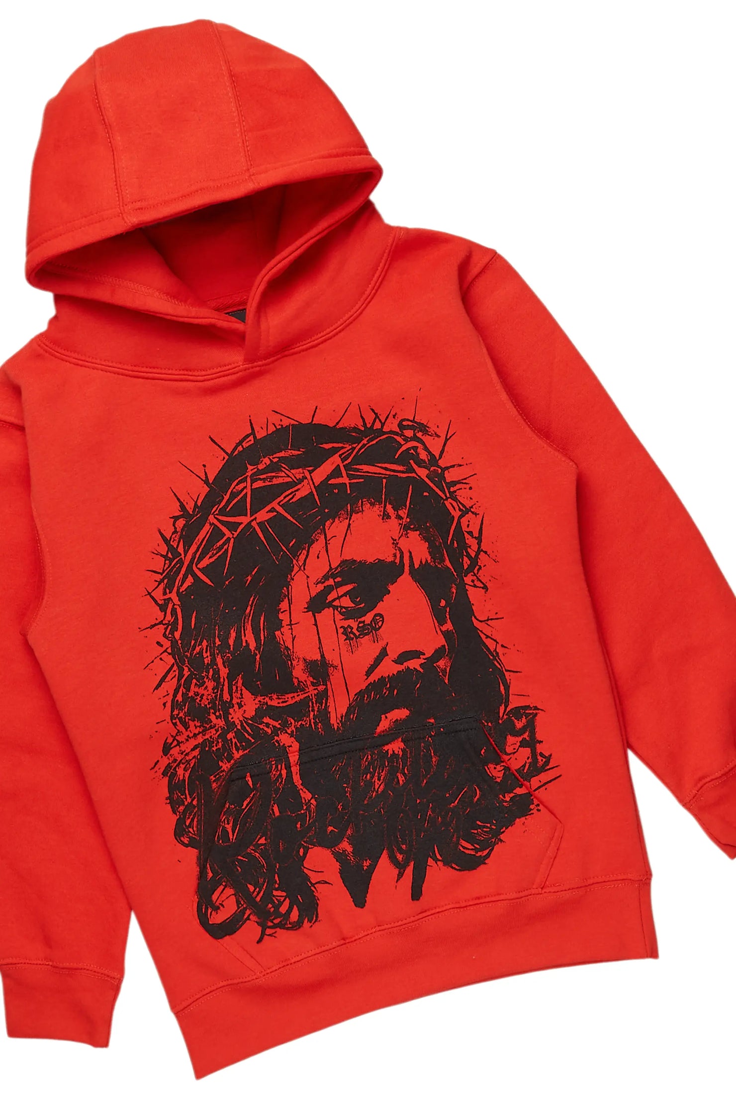 Boys Bedros Red/Blue Hoodie/Stack Flare Jean Set