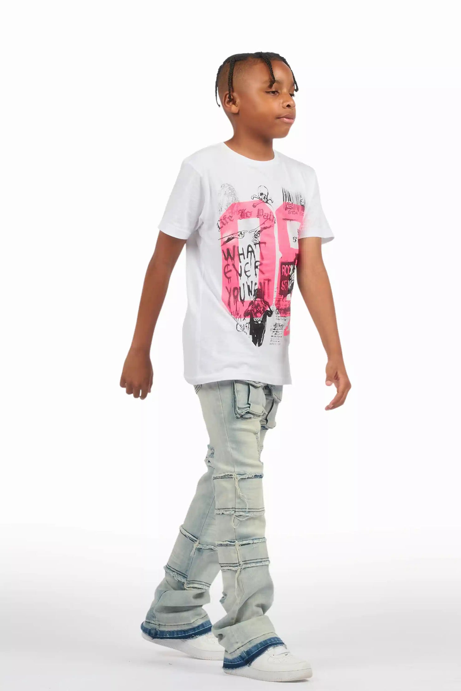 Boys Folant Light Blue Stacked Flare Jean