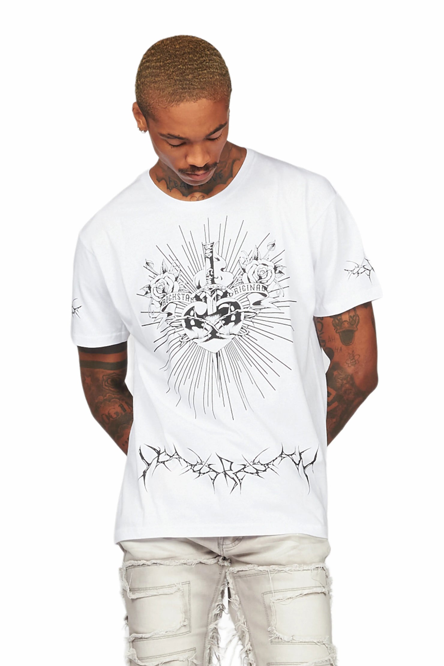 Leander White/Black Graphic T-Shirt