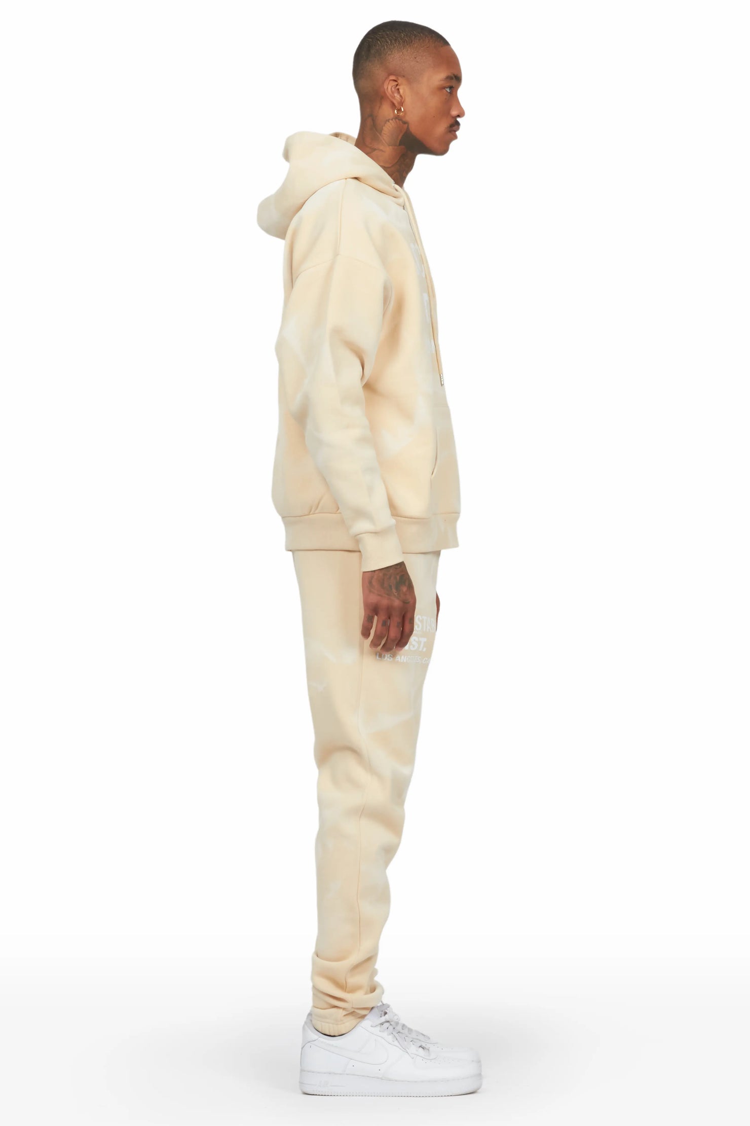 Nelly Beige Hoodie Relaxed Fit Track Set