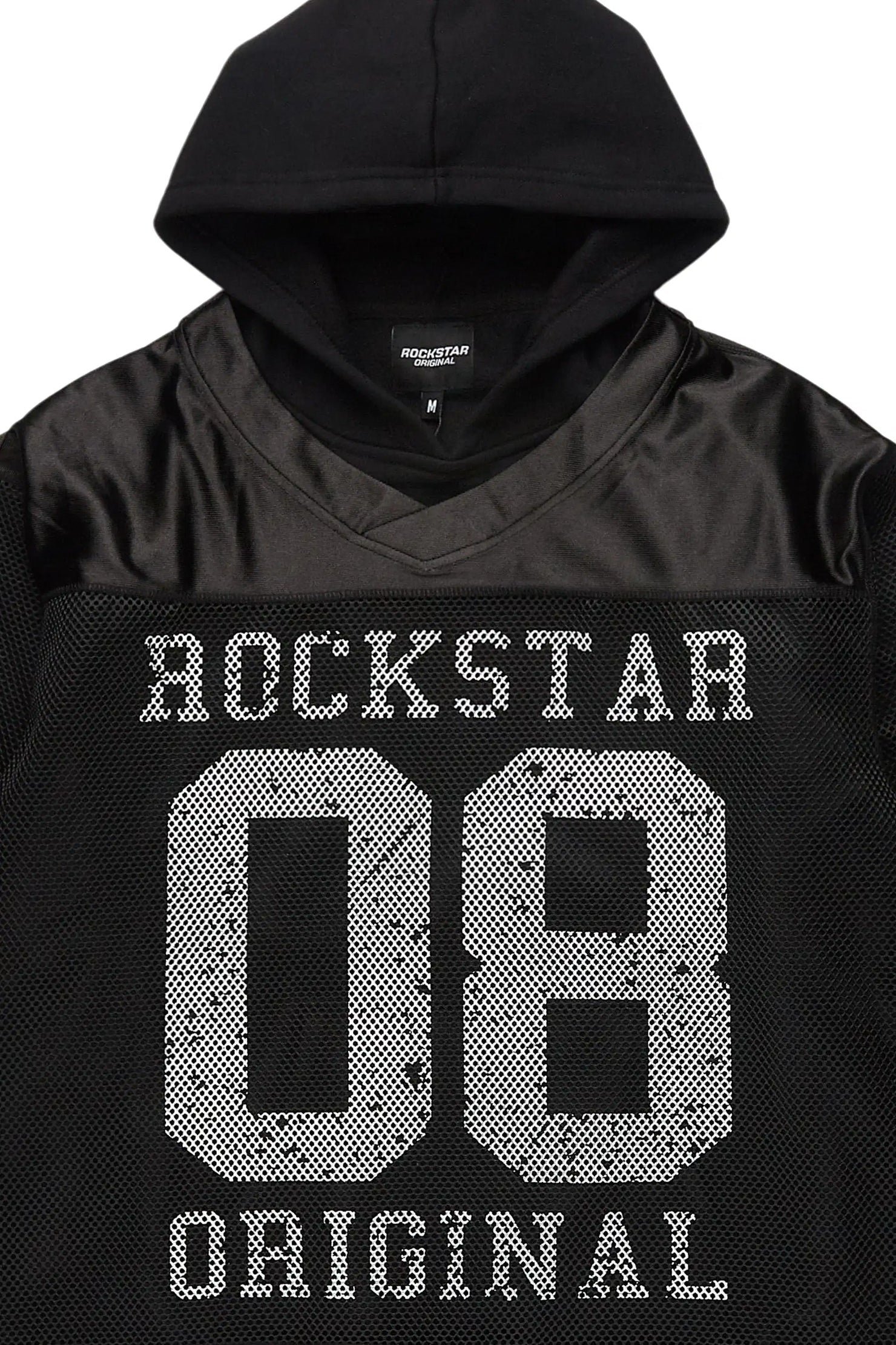 Syncamore Black/White Double Layer Graphic Jersey Hoodie