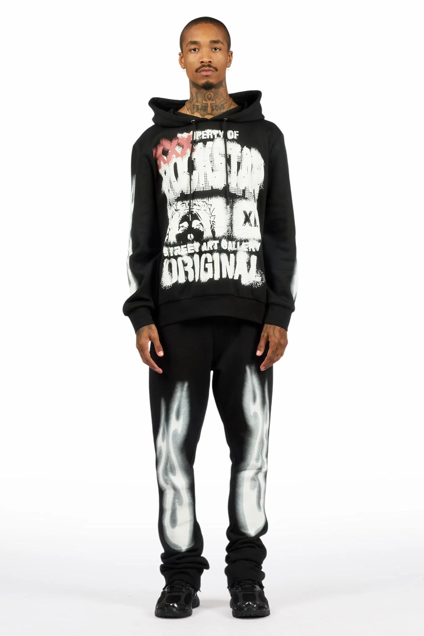 Kyo Black Hoodie Stacked Track Set