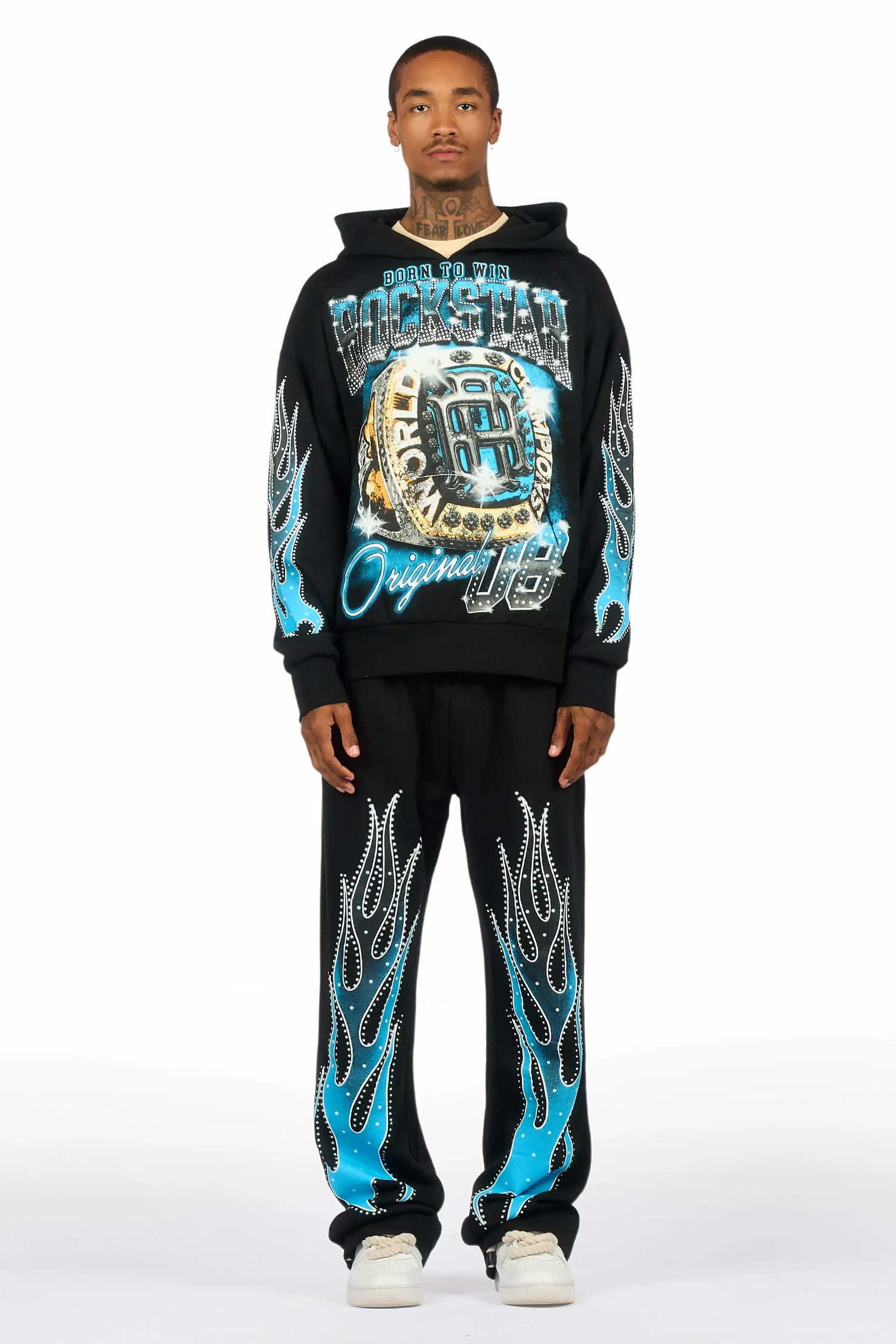 Glans Black Hoodie/Baggy Pant Track Set