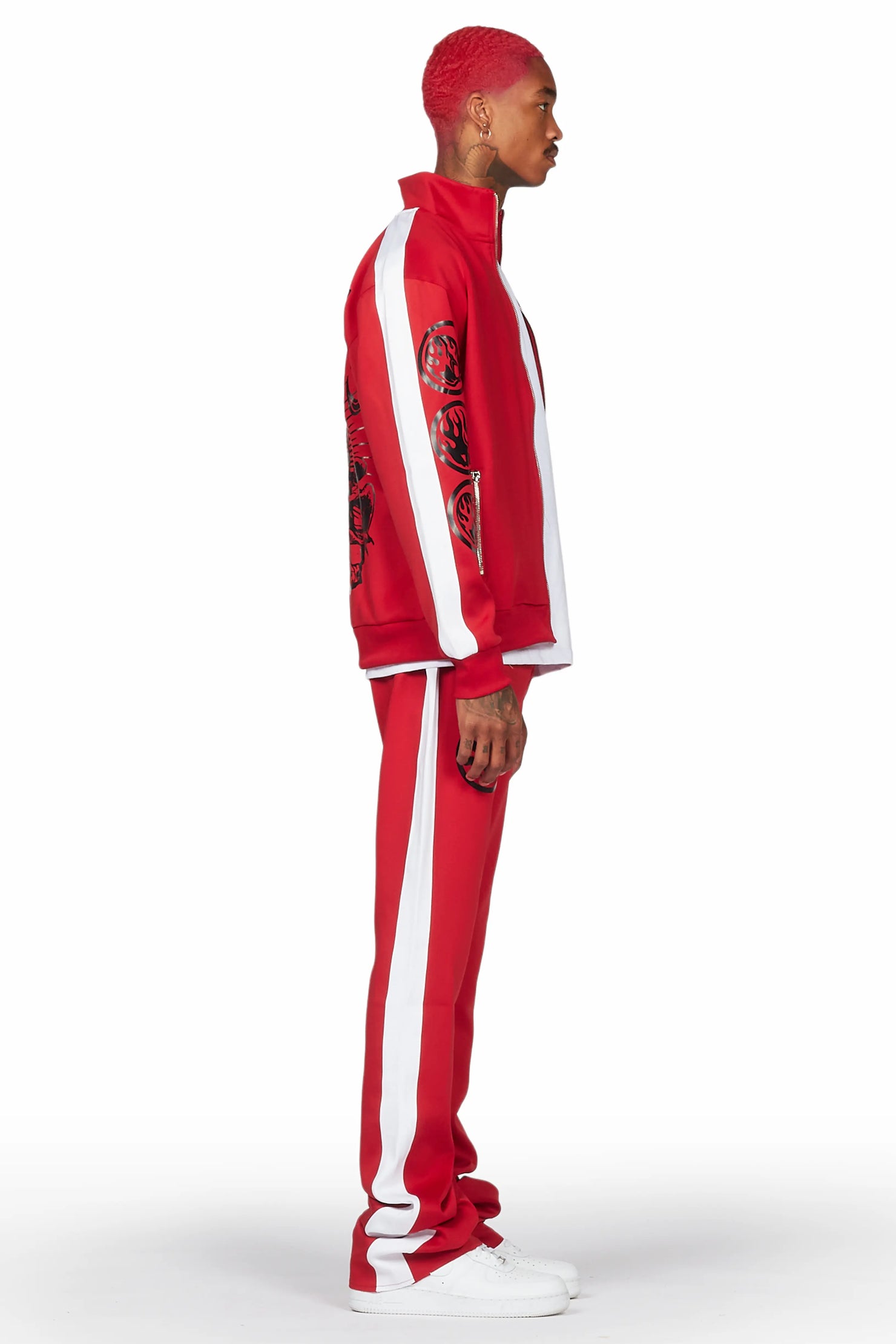 Yarden Red Tricot Super Stacked Flare Track Set