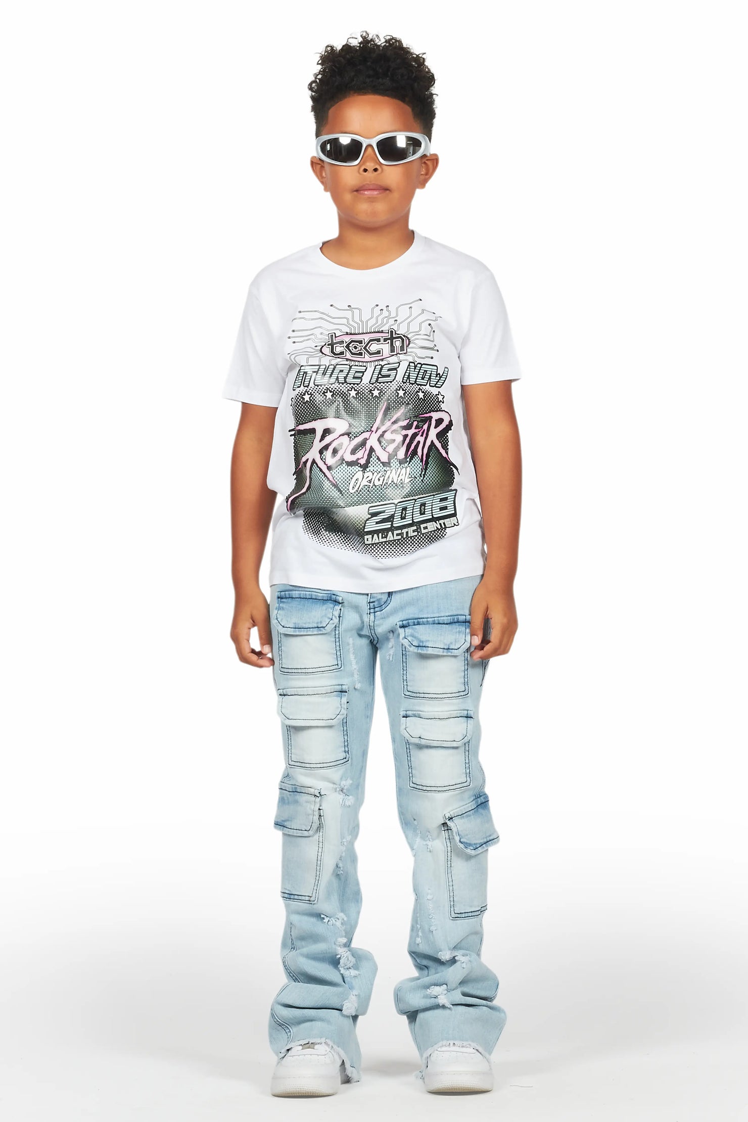 Boys Kade Blue Stacked Flare Jean