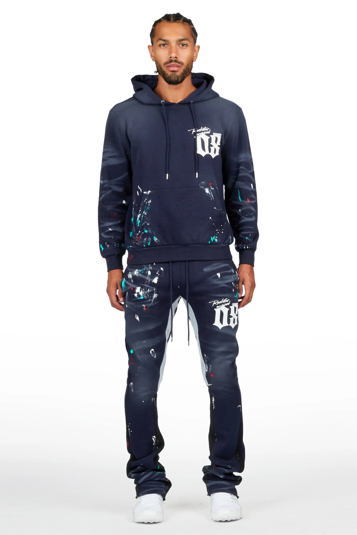Dalton Navy Hoodie/Stacked Flare Pant Track Set