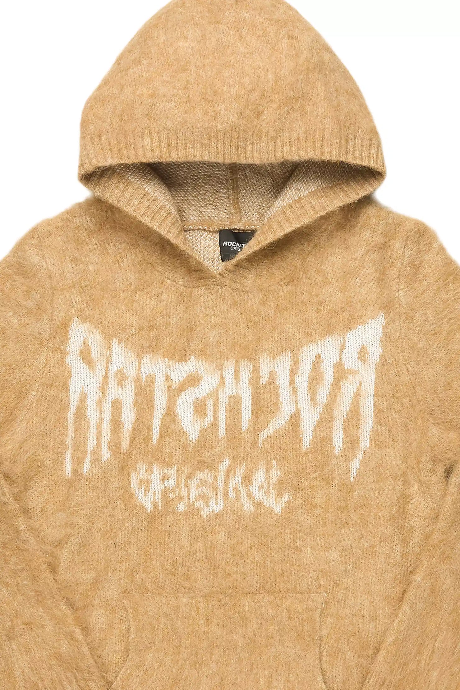 Andros Reflected Beige Graphic Knitted Hoodie
