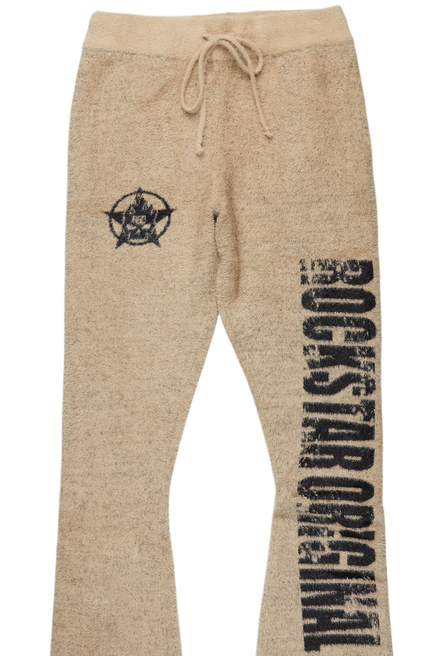 Keve Beige Knitted Mohair Flare Sweat Pant