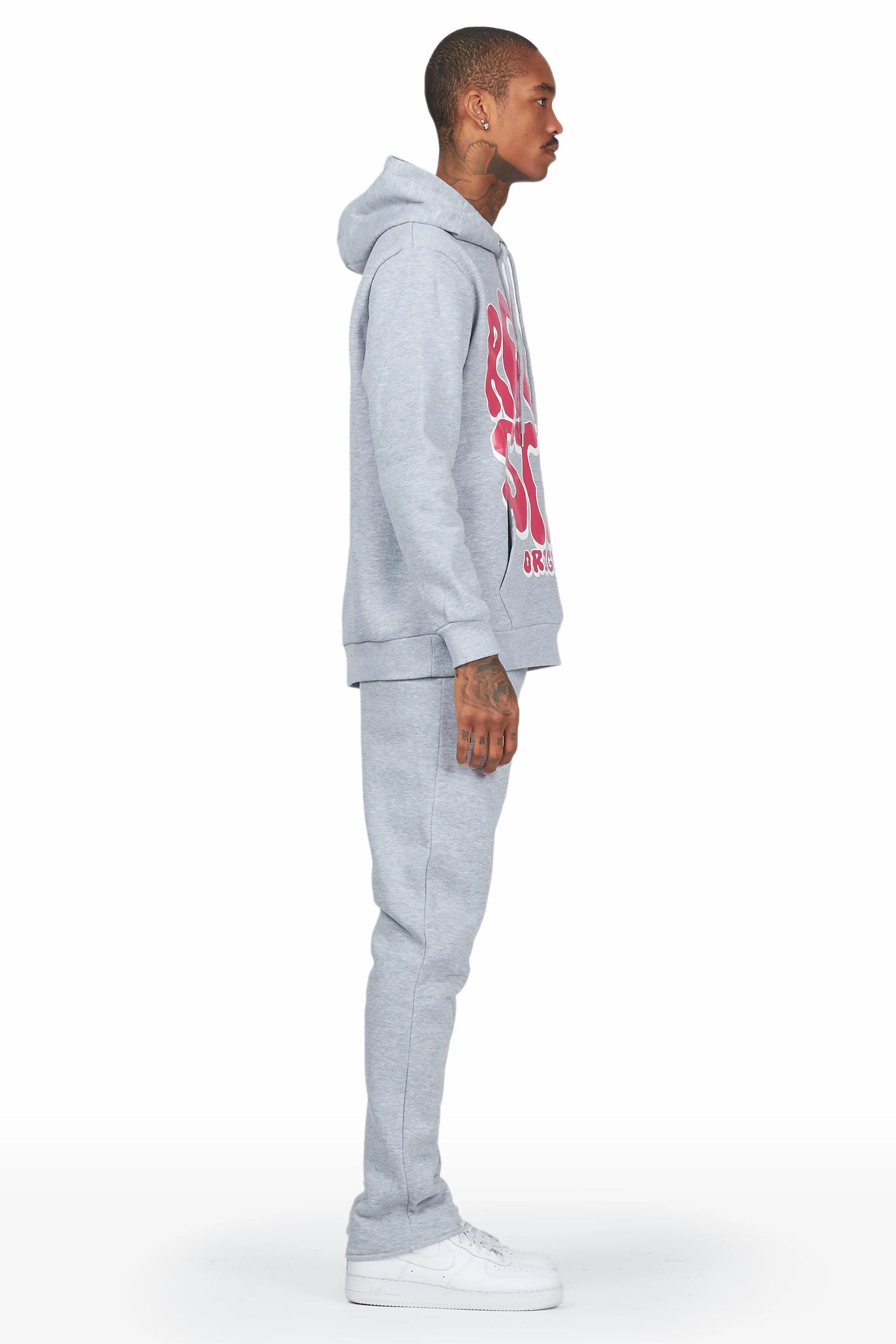 Warblen Grey/Pink Slim Fit Track Set