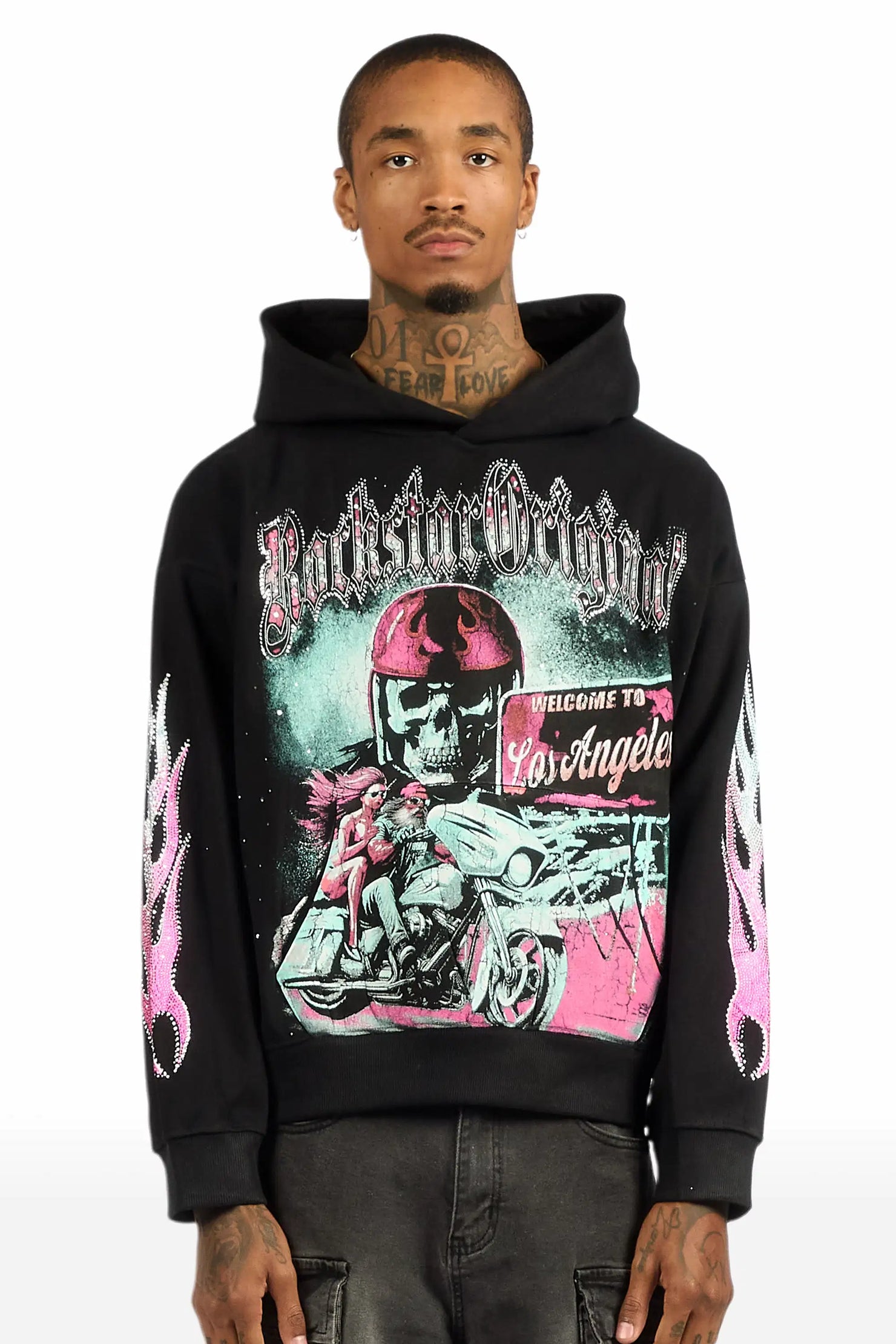 Reece Black Rhinestone Oversized Hoodie