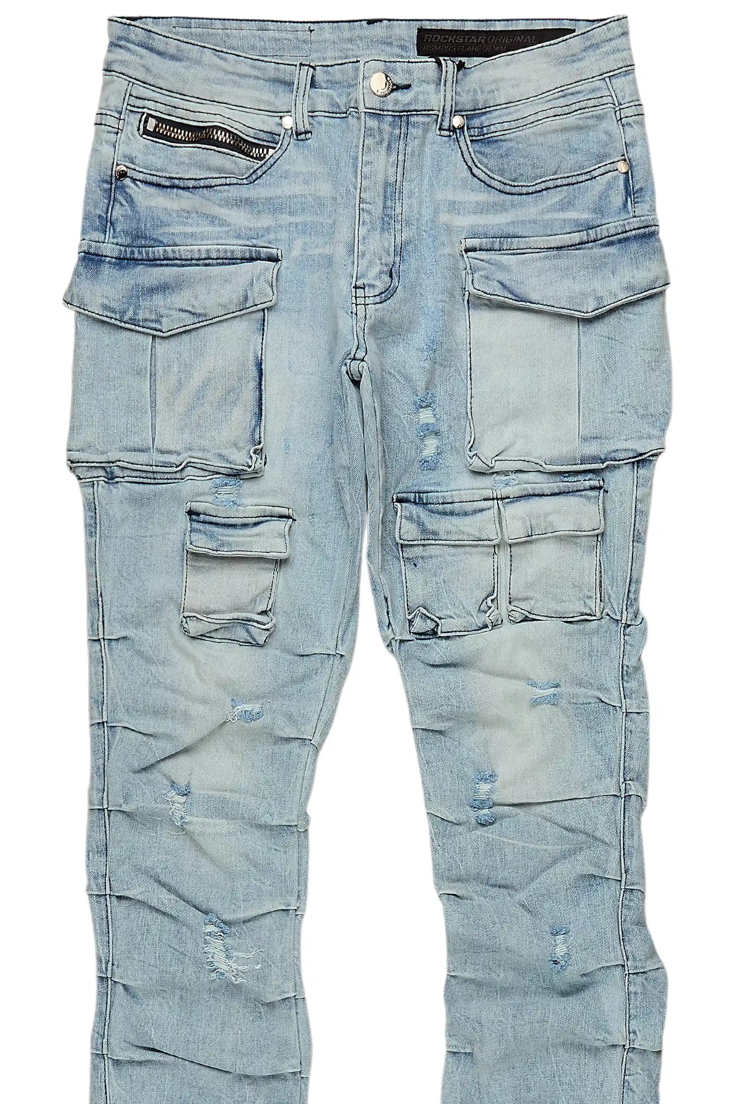 Gentry Light Blue Wash Stacked Flare Jean