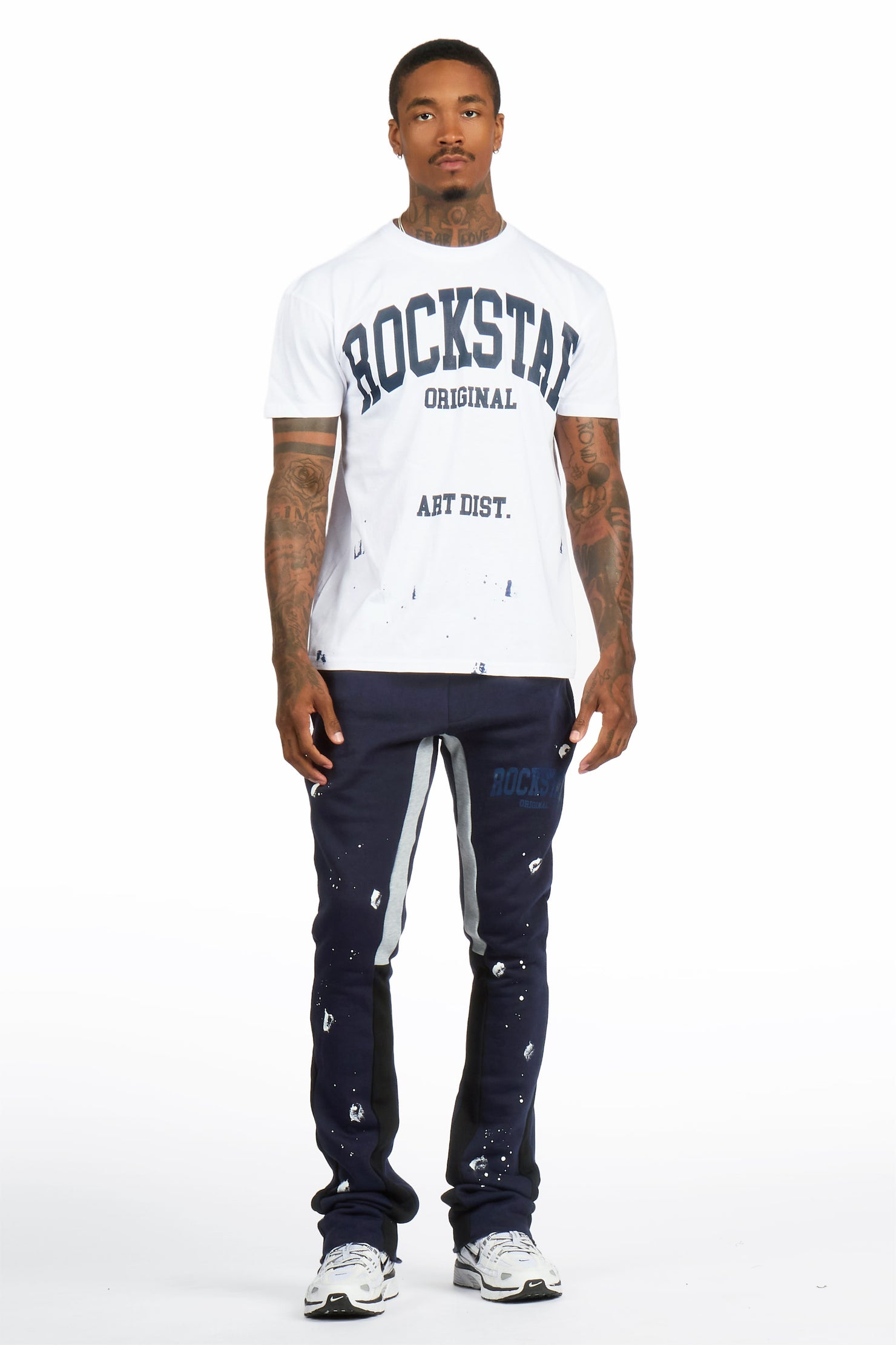 Dyre White/Navy T-Shirt/Relaxed Track Set