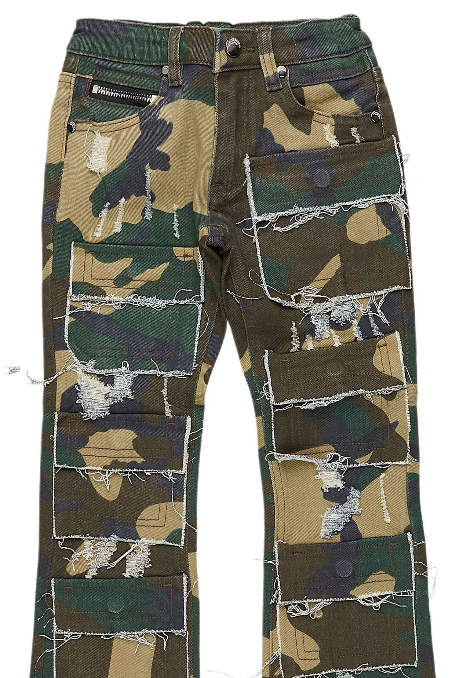 Boys Petrus Camo Stacked Flare Jean