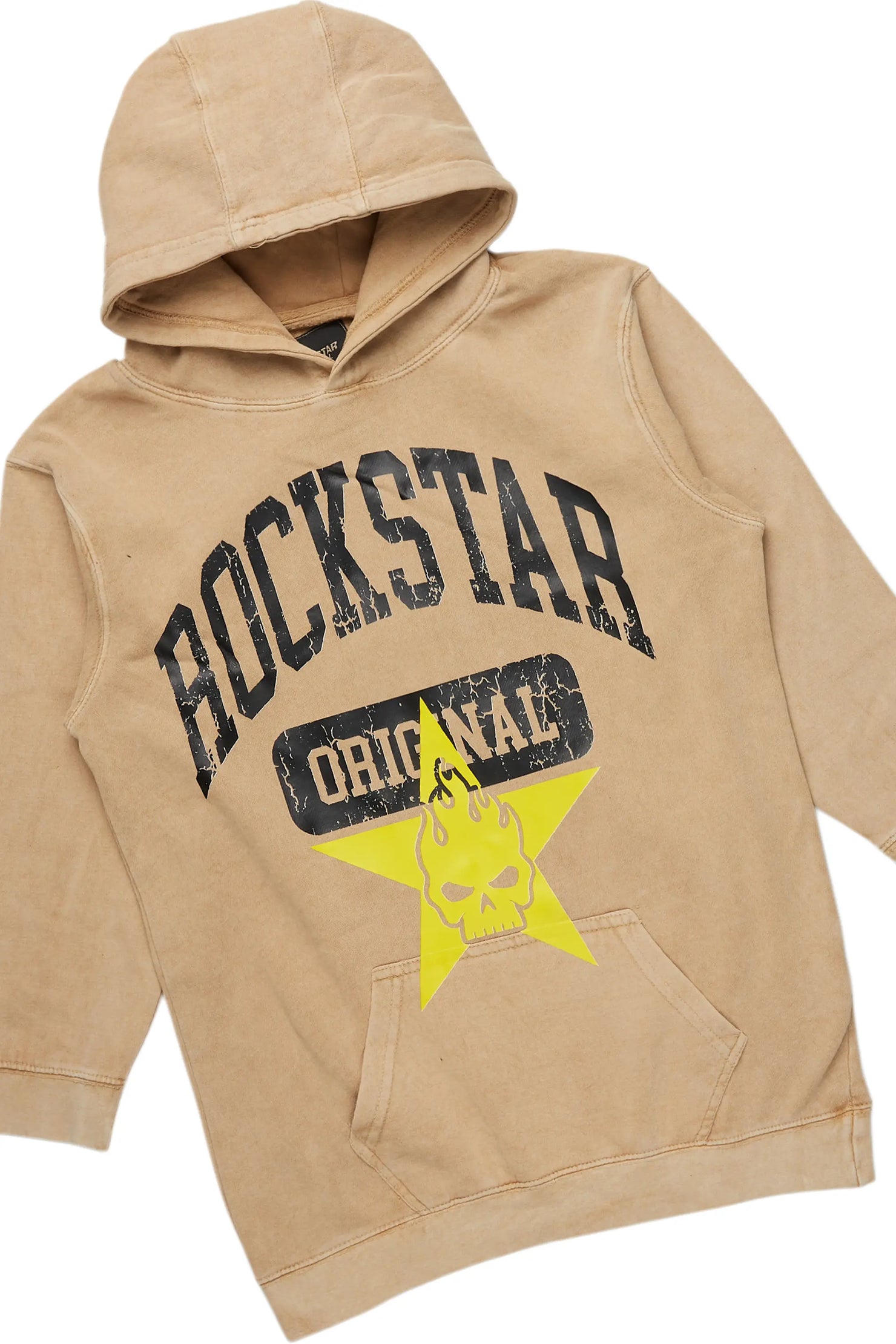 Boys Cabo Vintage Beige Hoodie/Stacked Flare Jean Set