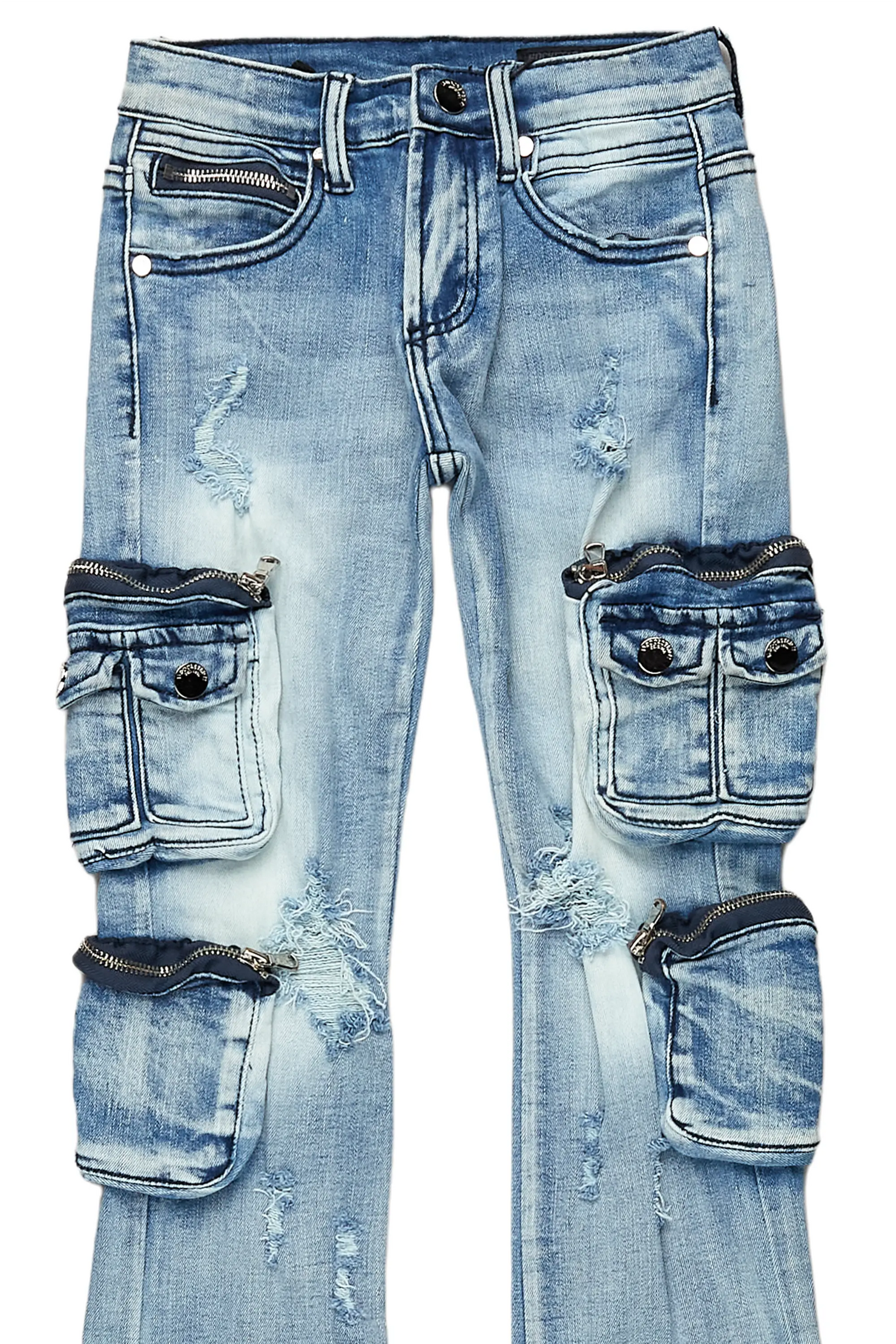 Girls Alisson Light Blue Stacked Flare Jean