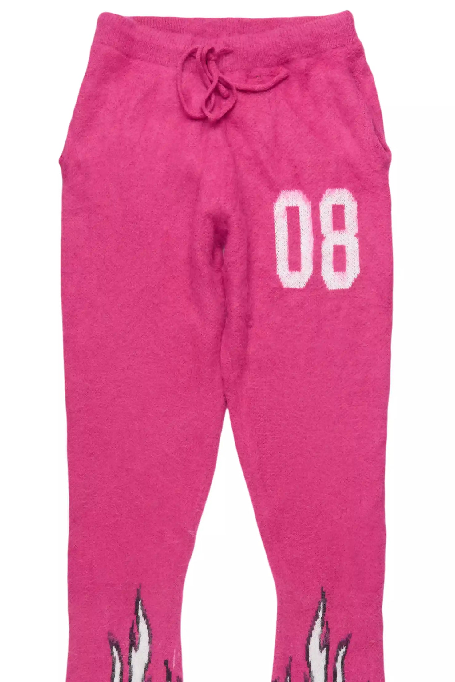 Della Pink Mohair Stacked Track Pant