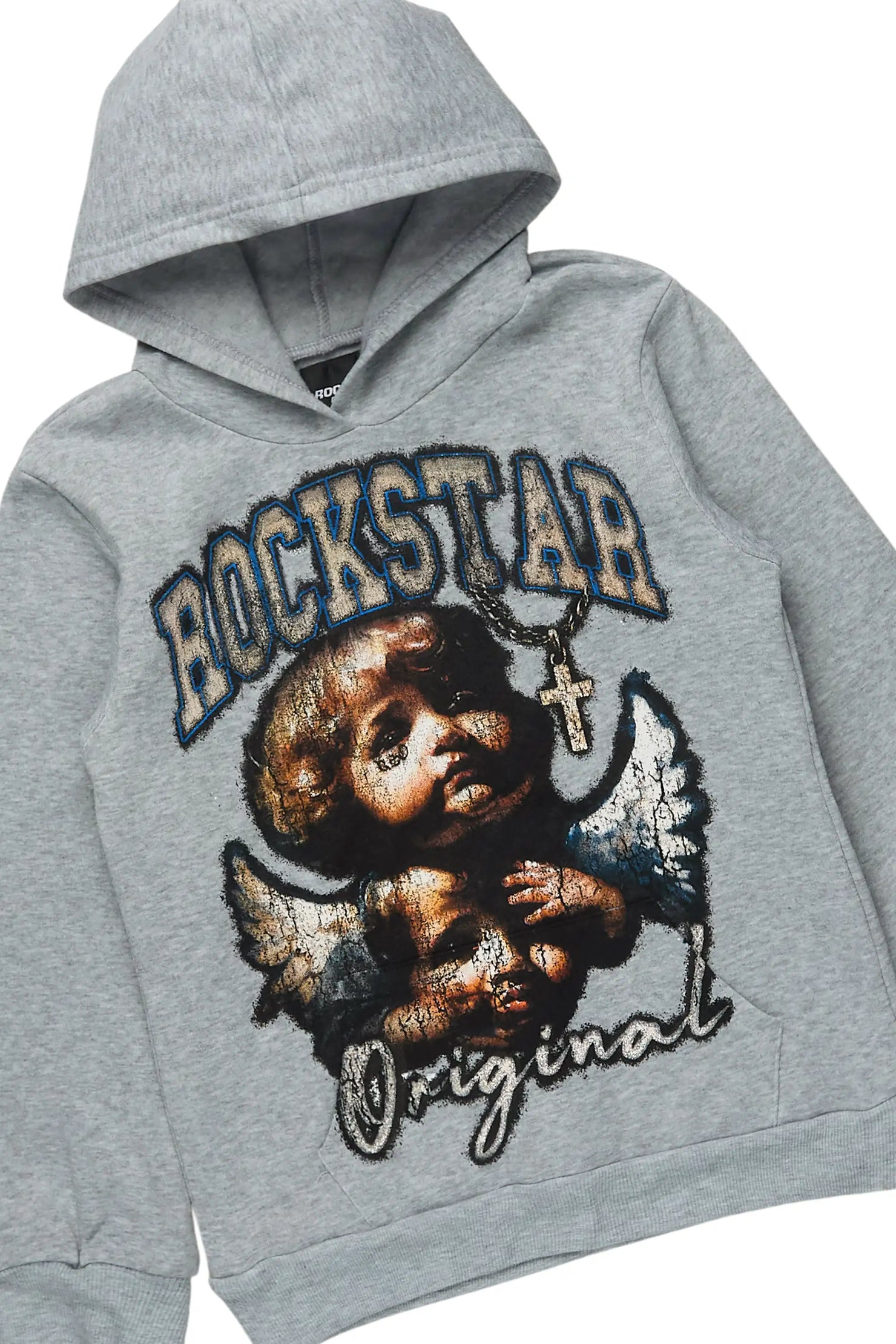 Boys Deiter Heather Grey Hoodie/Stacked Flare Track Set