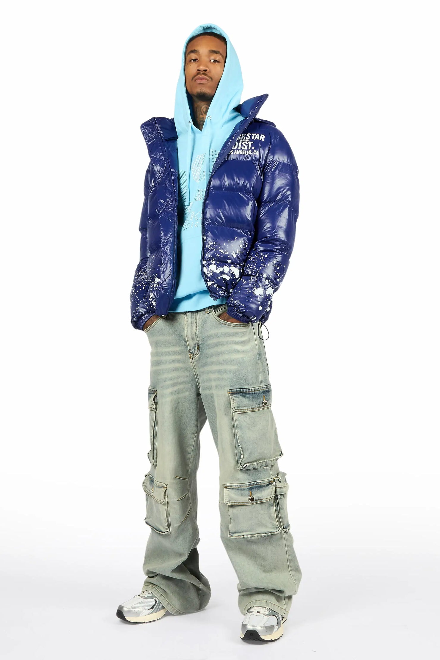 Merek Baby Blue/Silver Rhinestone Graphic Hoodie