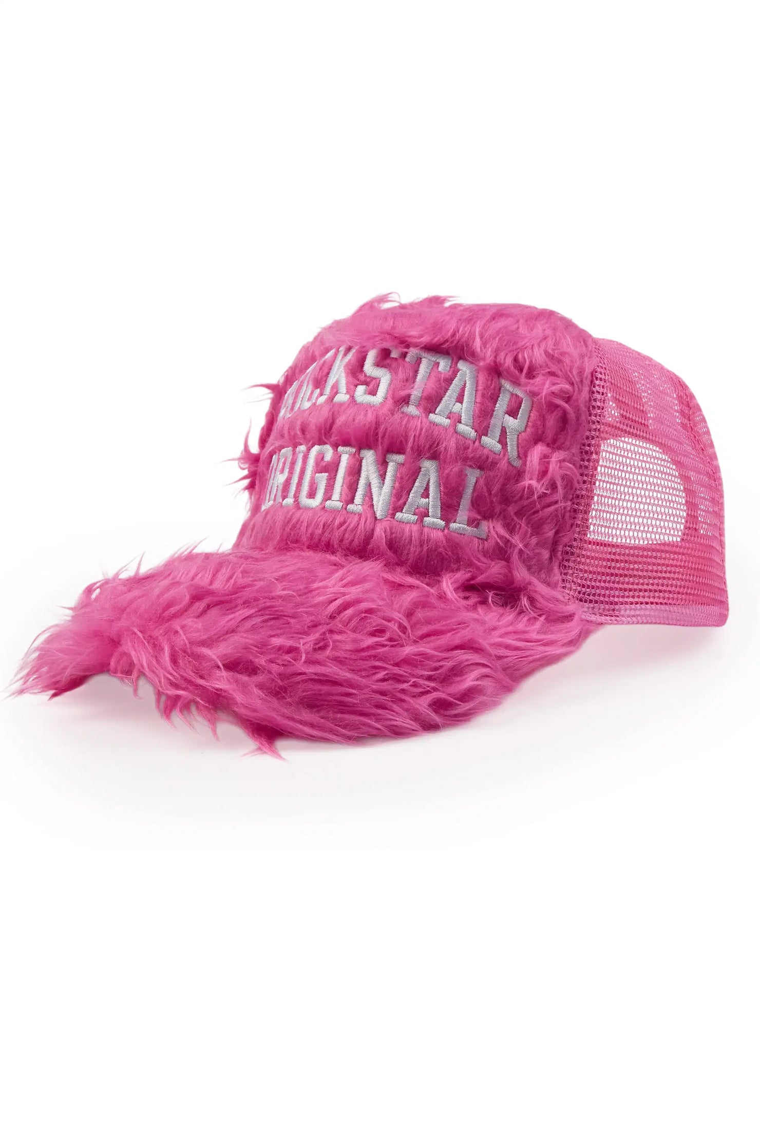 Donnesha Pink Shaggy Fur Trucker Hat