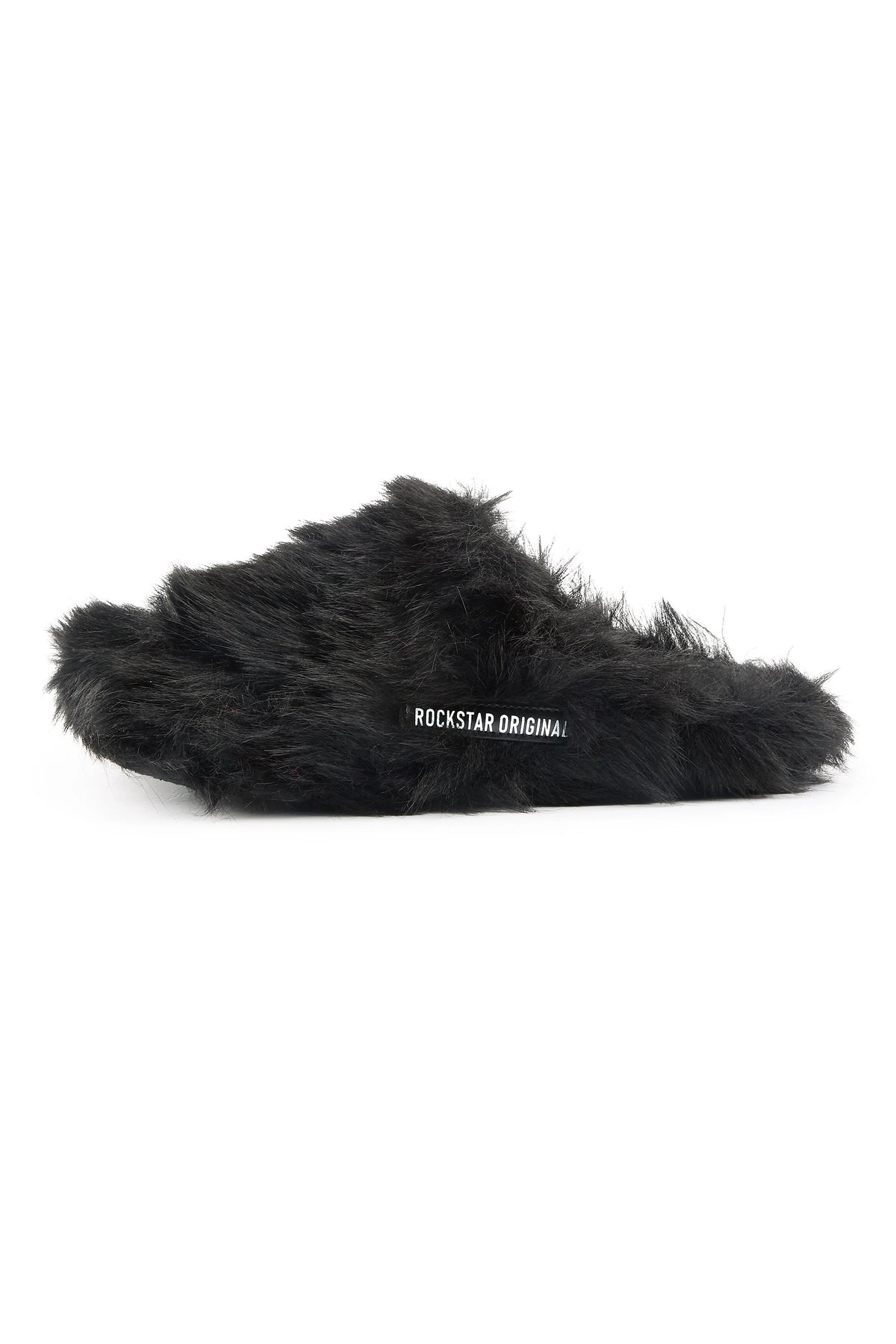 Mens Lanuga Black Fur Mule