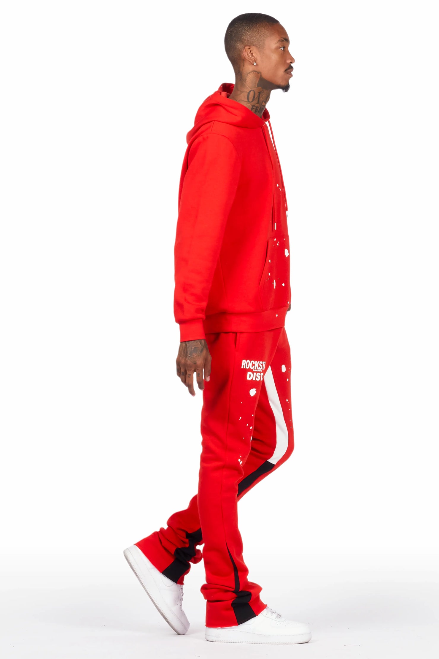 Raffer Red Hoodie/Super Stacked Flare Pant Set