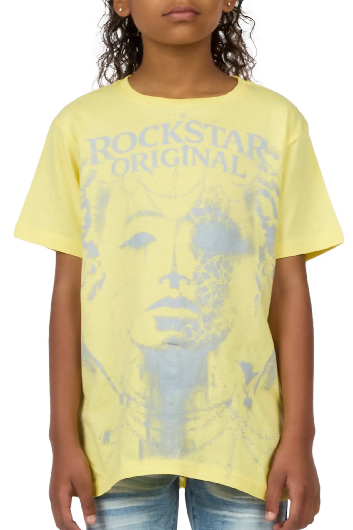 Girls Kairose Light Yellow/Grey Graphic T-Shirt