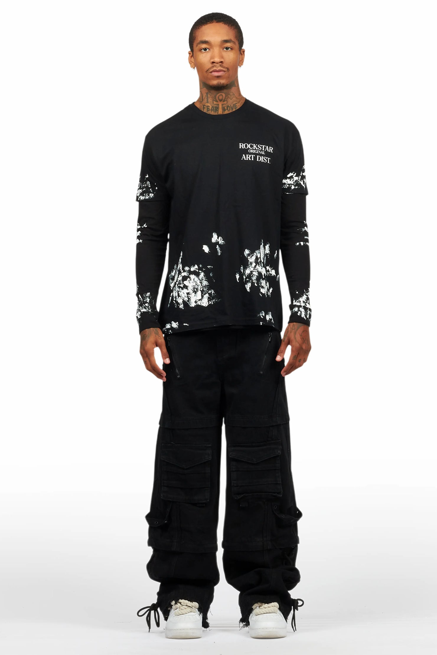 Three Maxi Jet Black Baggy Fit Jean