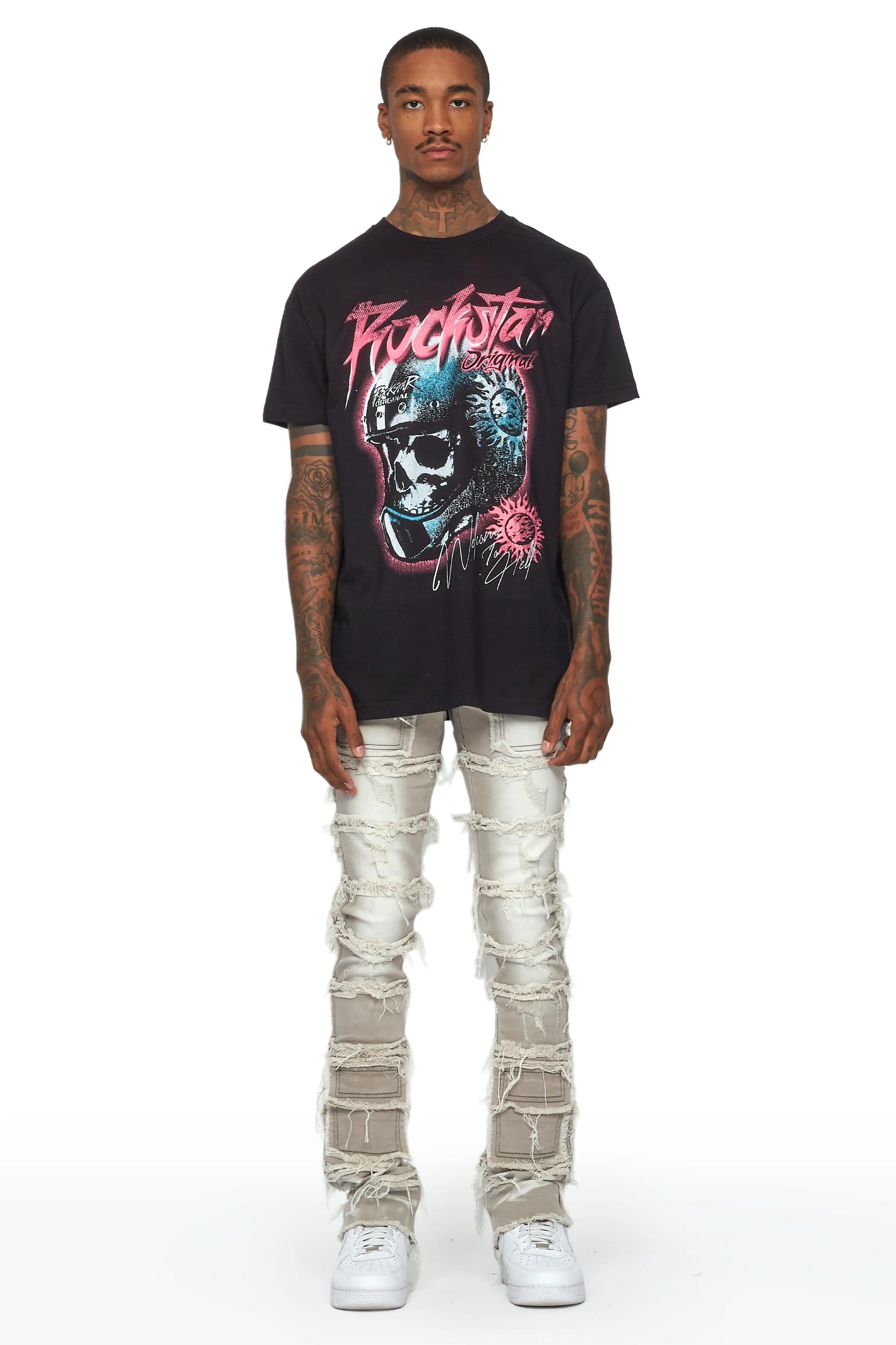 Josie Grey Stacked Flare Jean