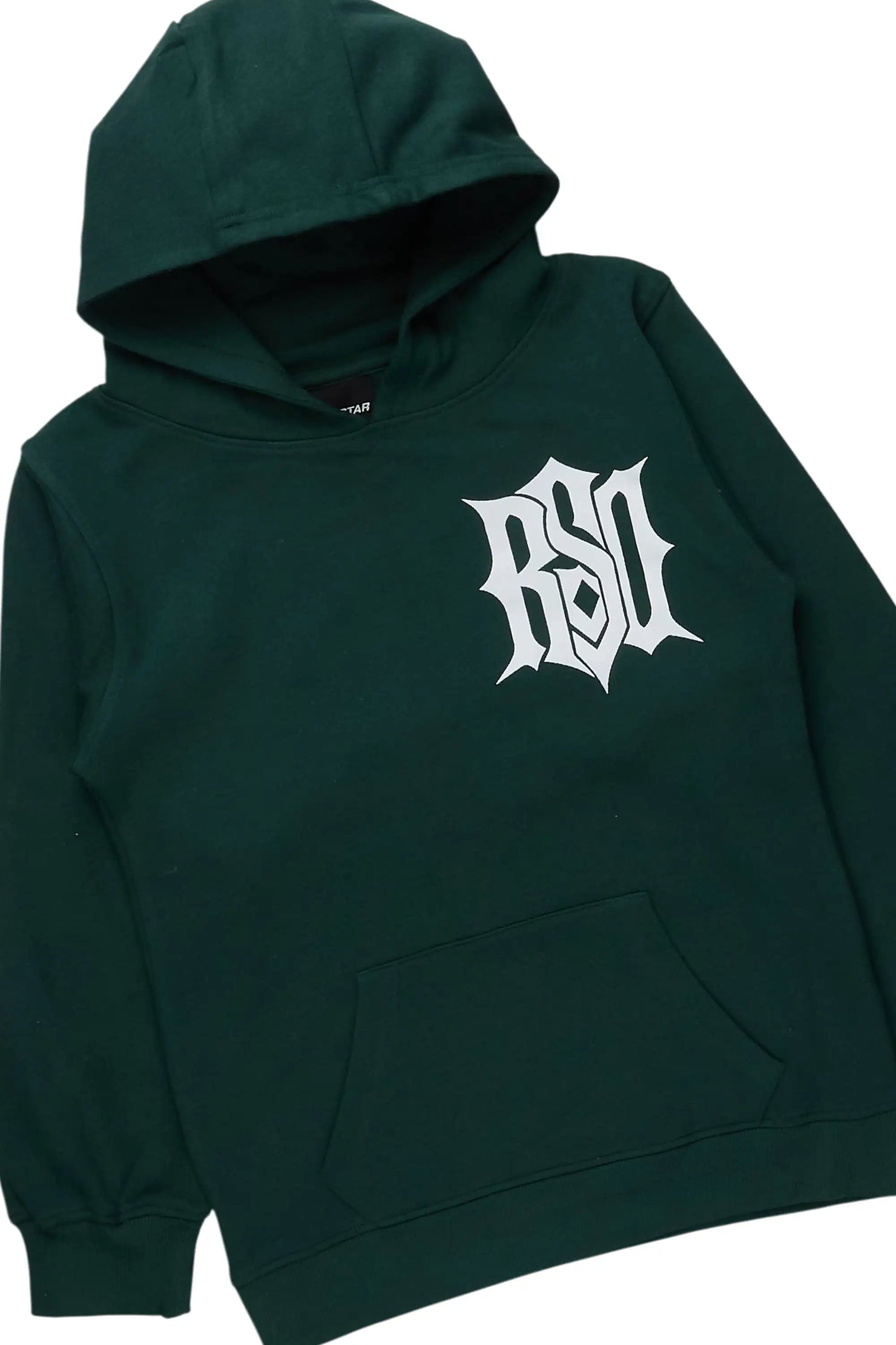 Boys Lyrex Green/White Hoodie/Stacked Flare Track Set
