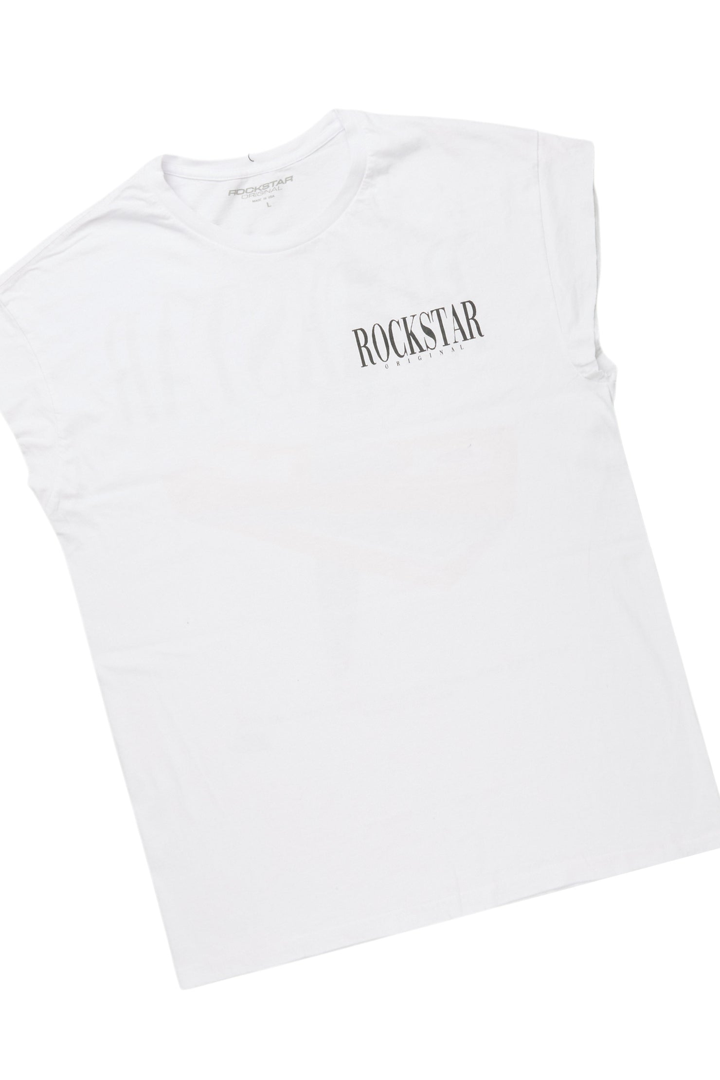 Dayte Nite White Muscle Tee/Denim Jort Set