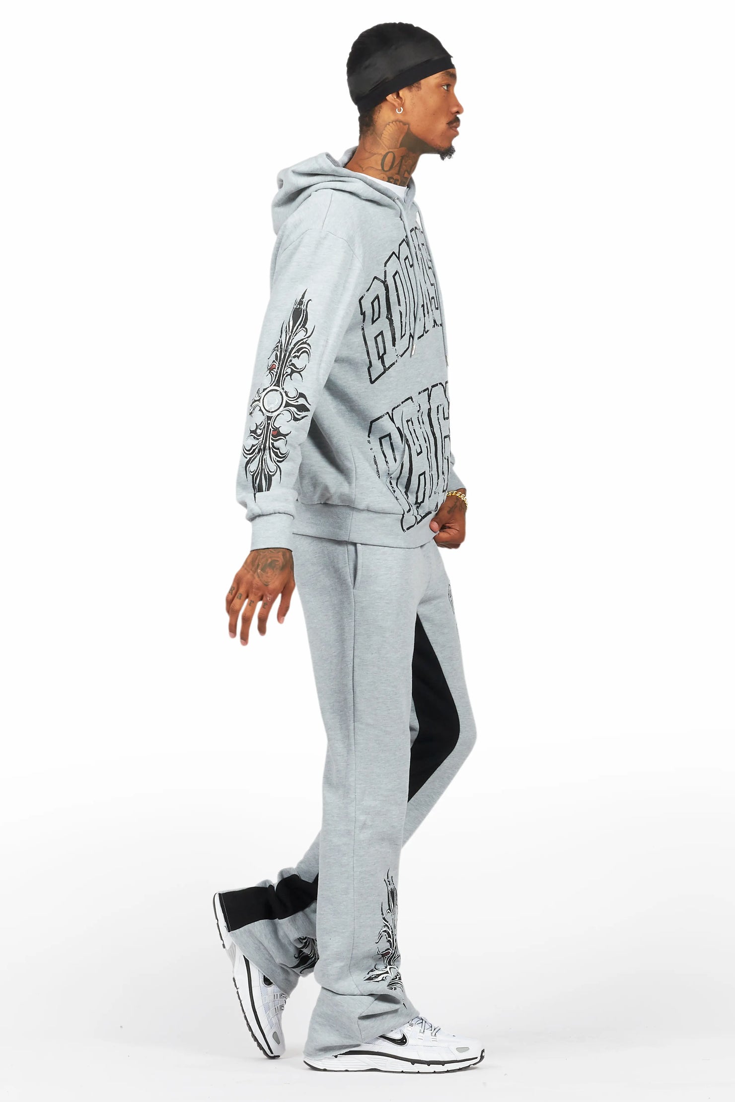 Akio Heather Grey Hoodie/Baggy Track Pant Set