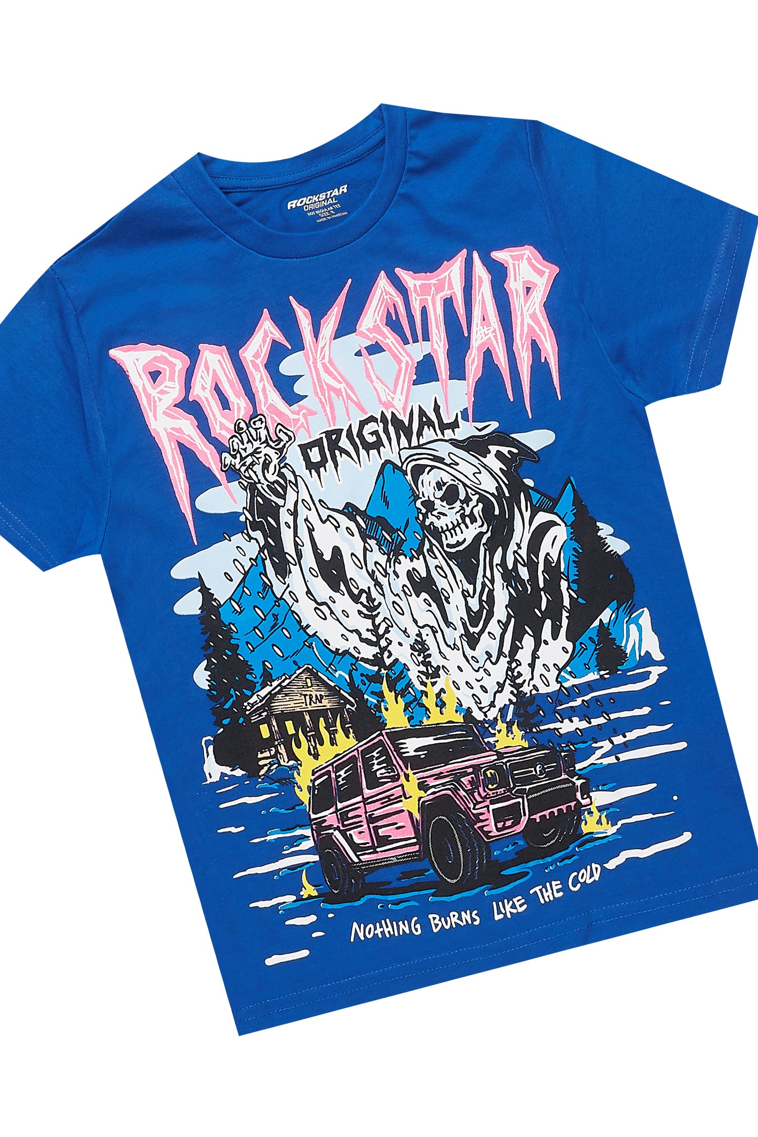 Boys Kip Royal/Blue T-Shirt/Stacked Flare Cargo Jean Set