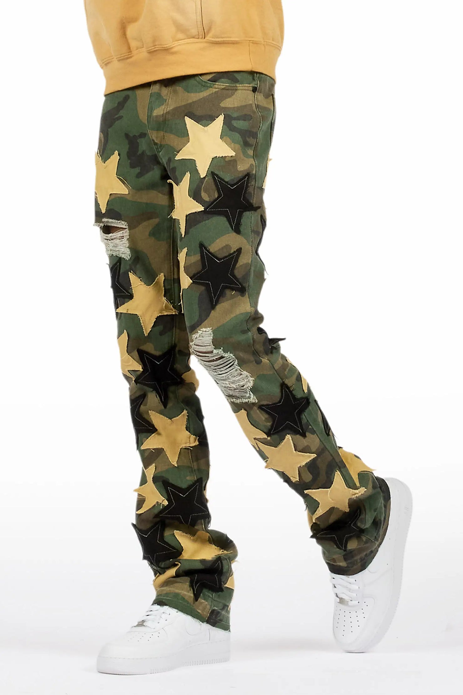 StarLane Faded Camo Stacked Flare Jean