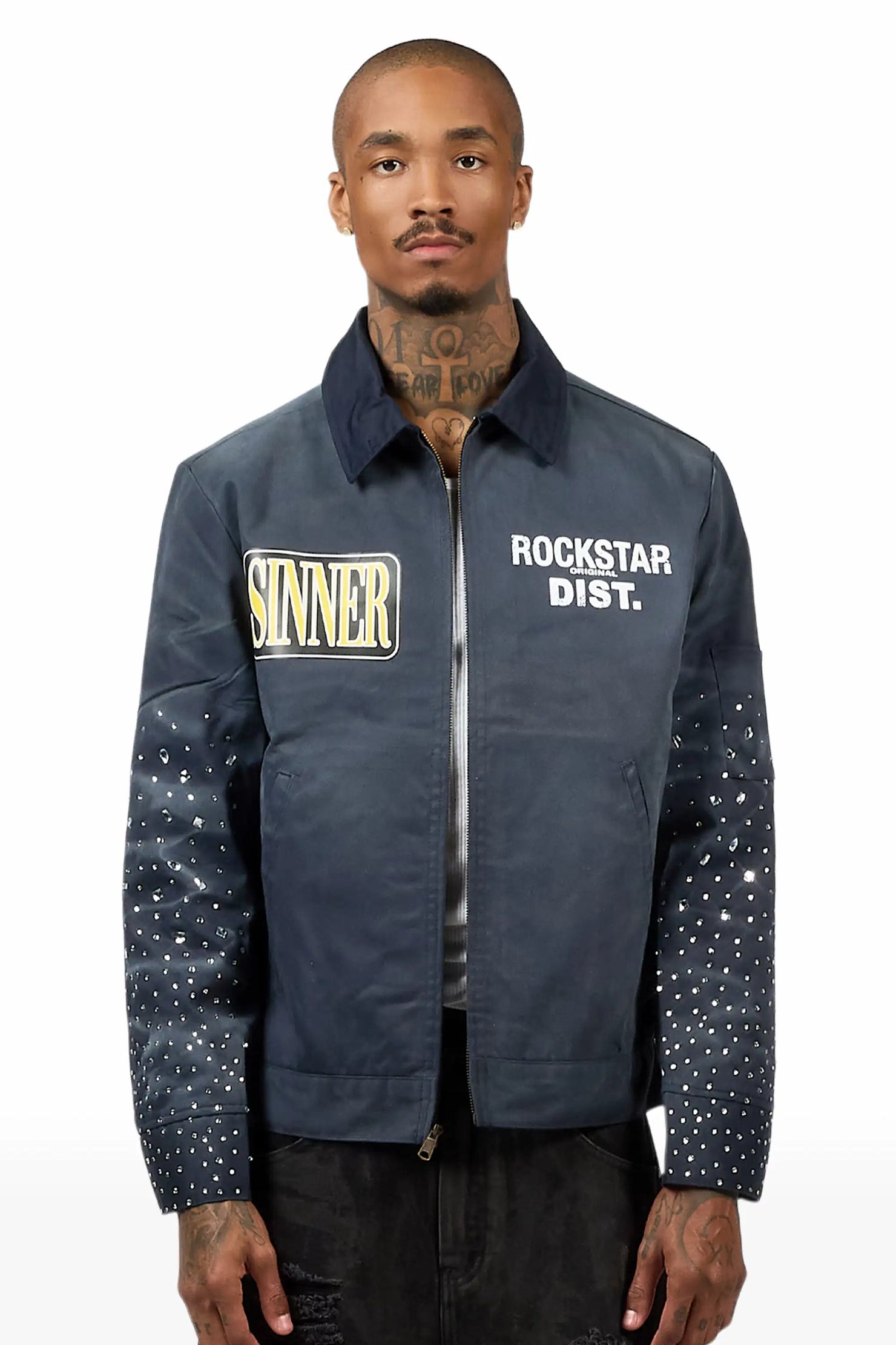 Traval Navy Rhinestone Workman Jacket