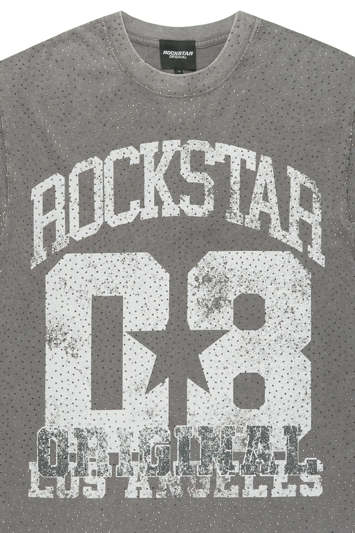 Flamur Grey Graphic Rhinestone T-Shirt