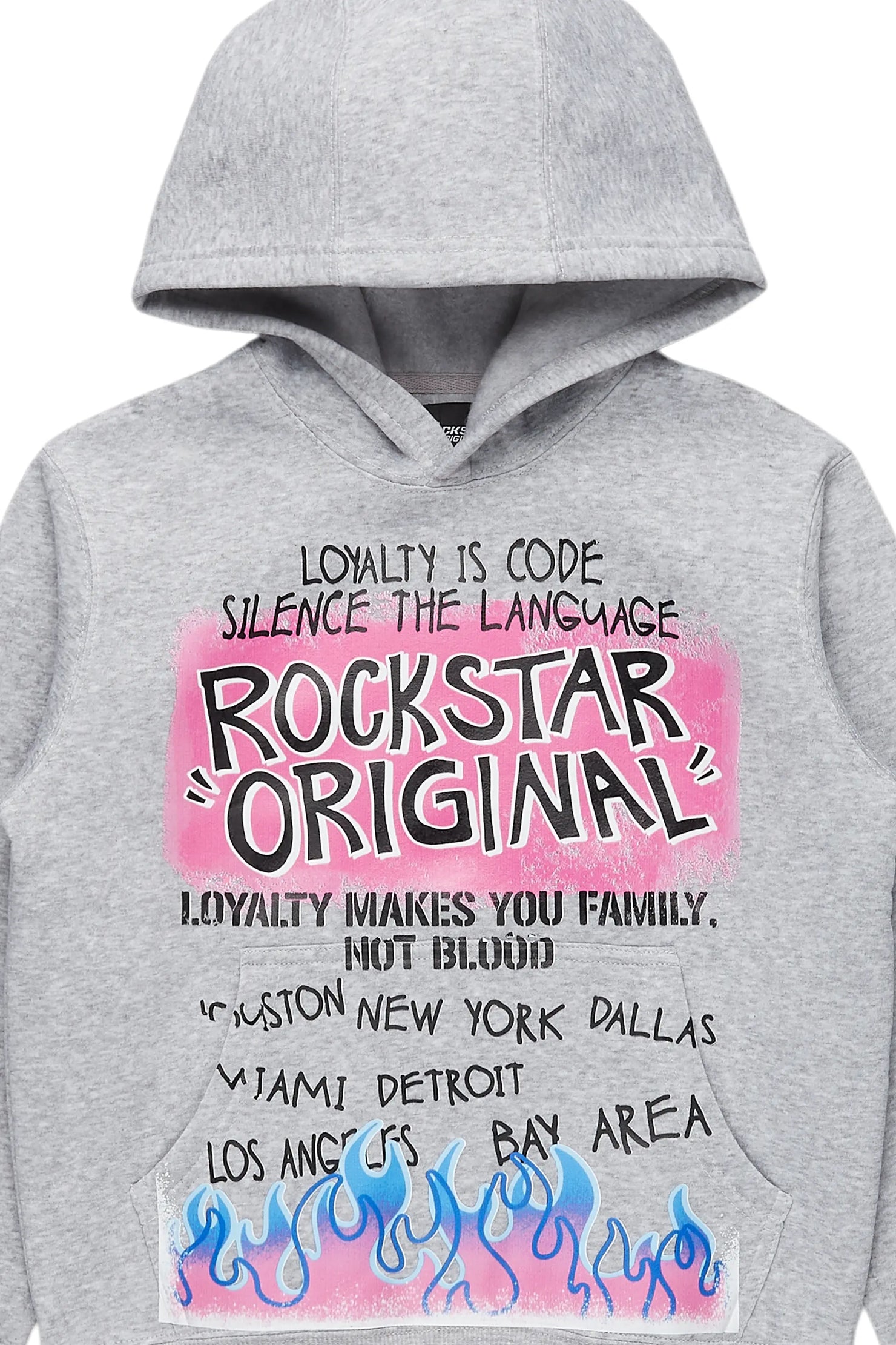 Boys Beno Light Grey Graphic Hoodie