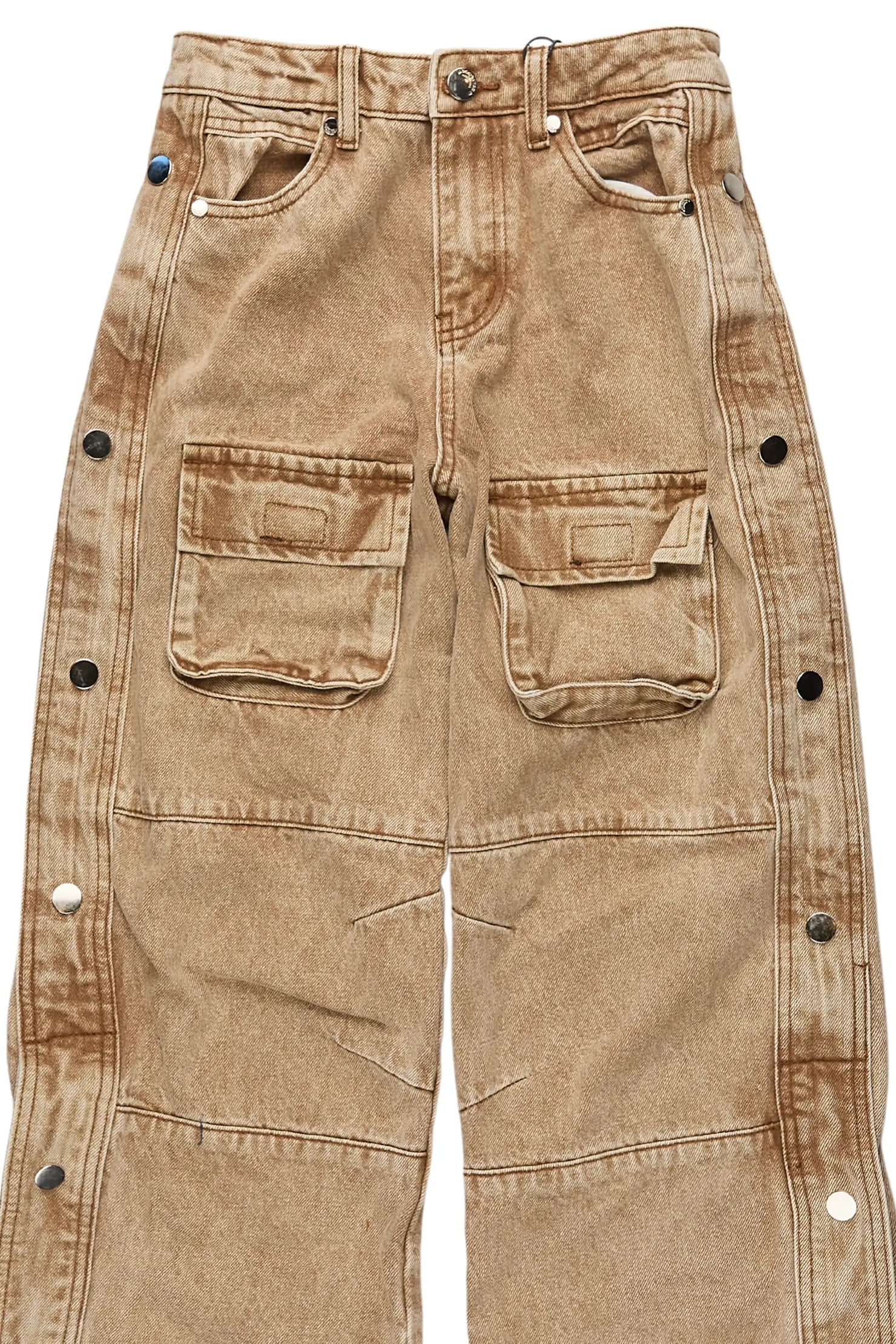 Boys Yuri Beige Baggy Fit Cargo Jean
