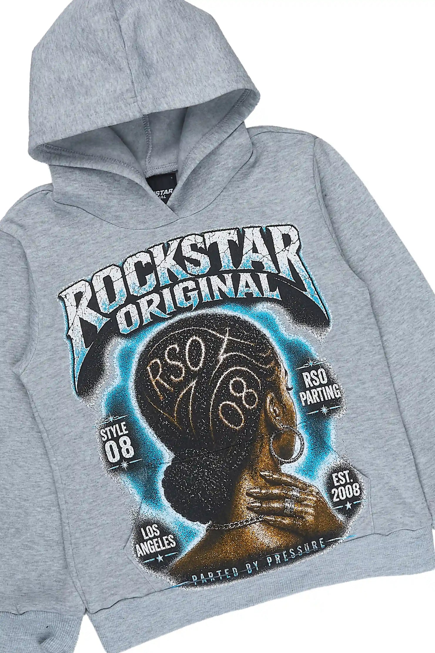 Girls Arkel Heather Grey Hoodie Stacked Track Set