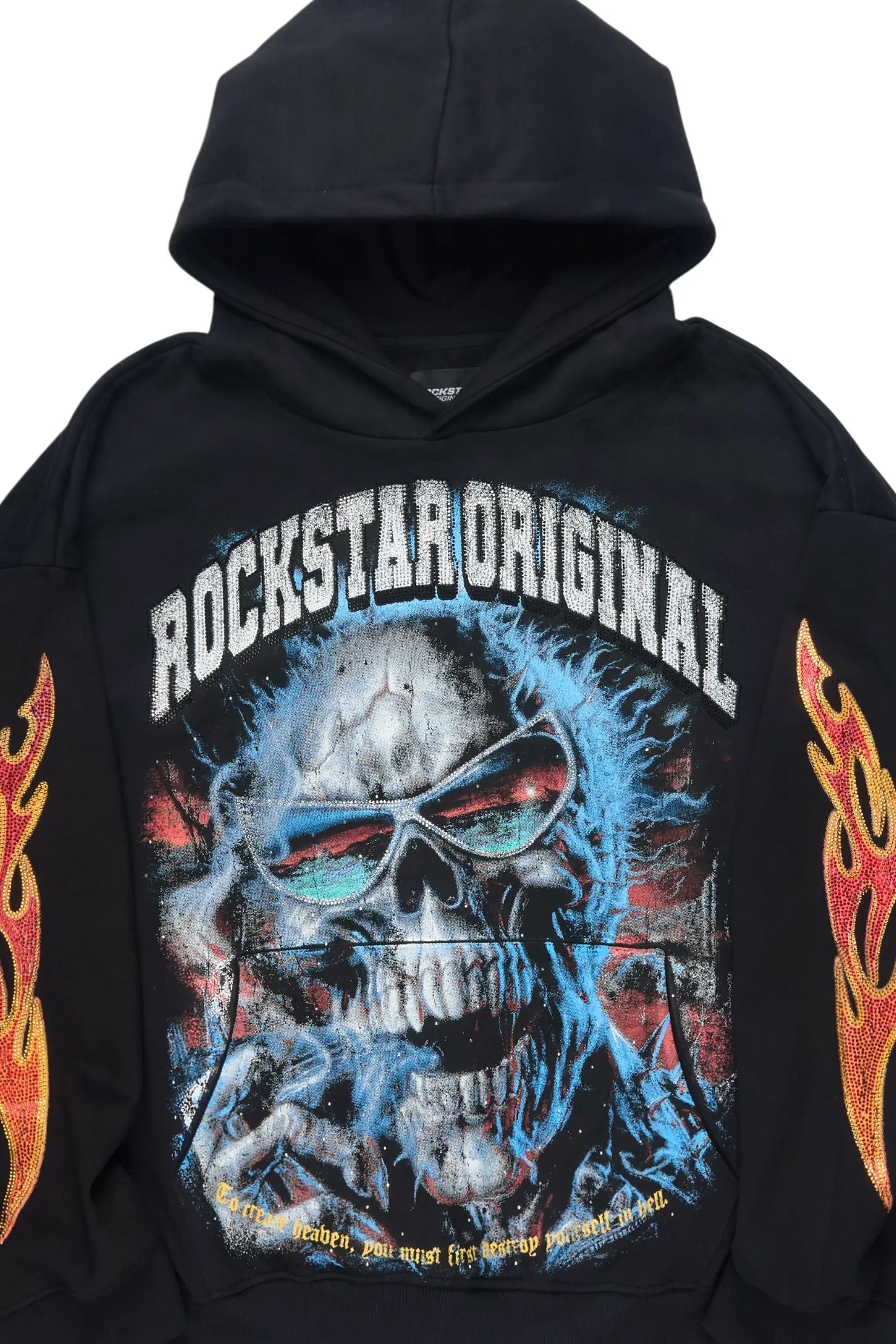 Slate Black Rhinestone Oversized Hoodie