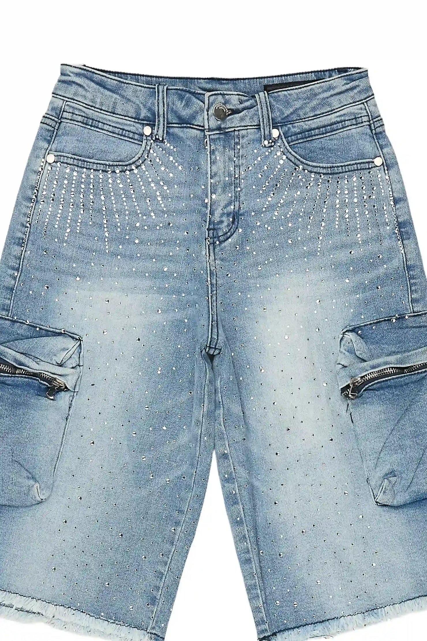 Boys Grand Light Wash Rhinestone Jort