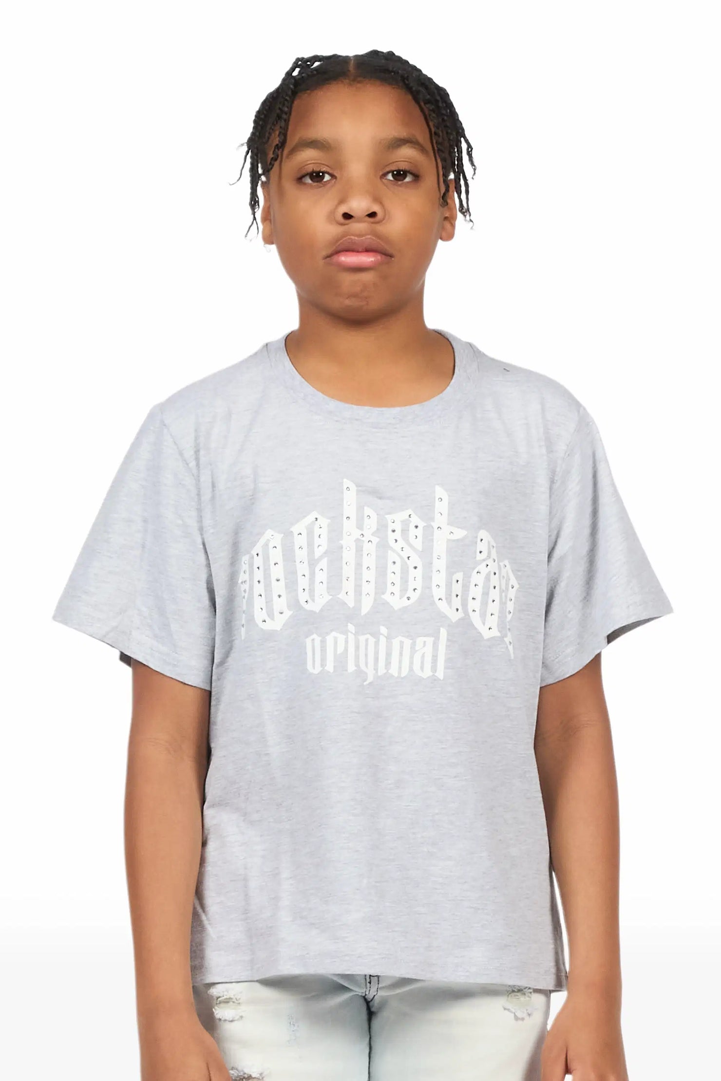 Boys Sherriso Heather Grey Rhinestone T-Shirt