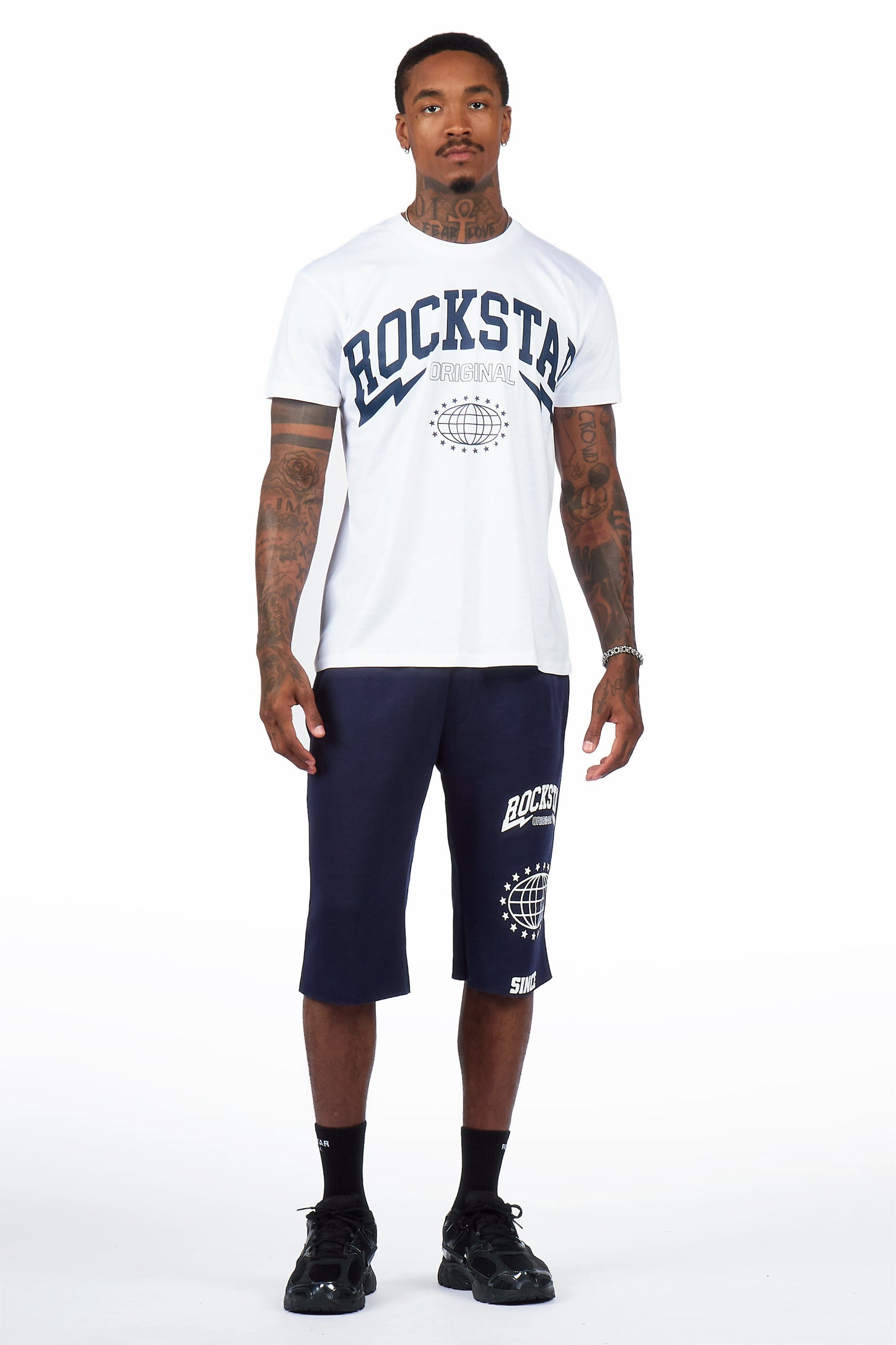 Stori White/Navy T-Shirt/Short Set