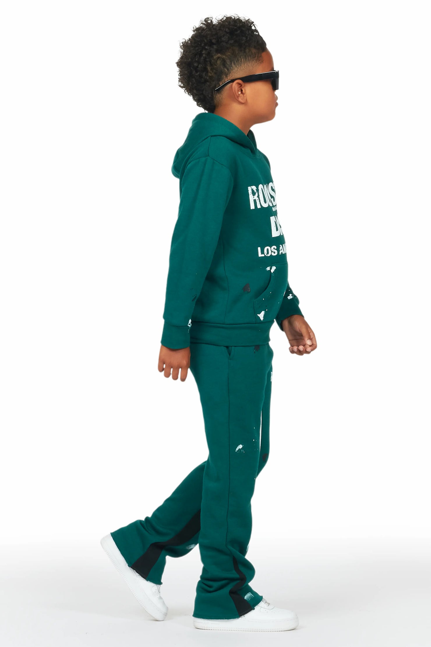 Boys Scottie Dark Green Stacked Flare Track Set