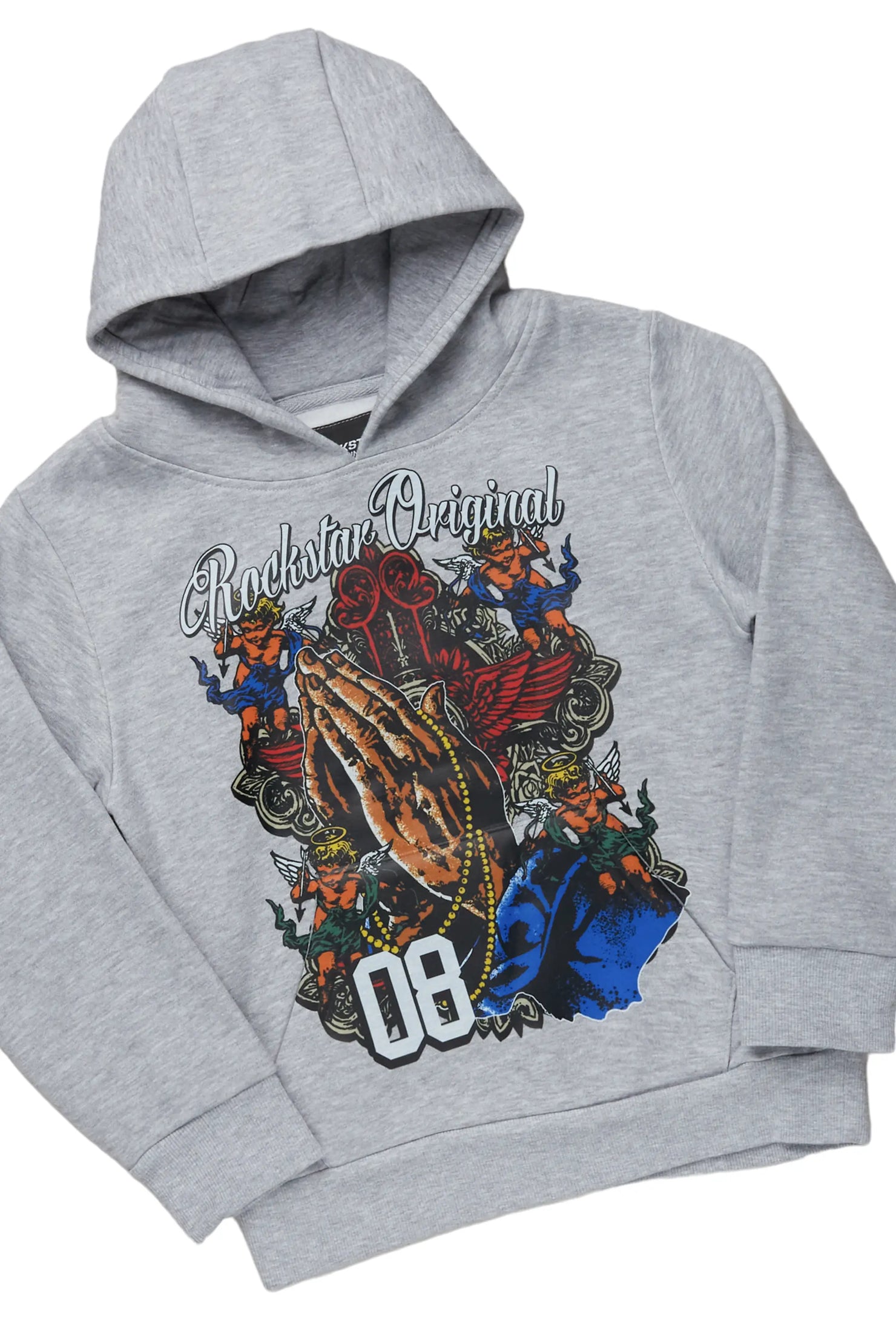 Boys Jaylen Grey Hoodie/Stacked Flare Jean Set